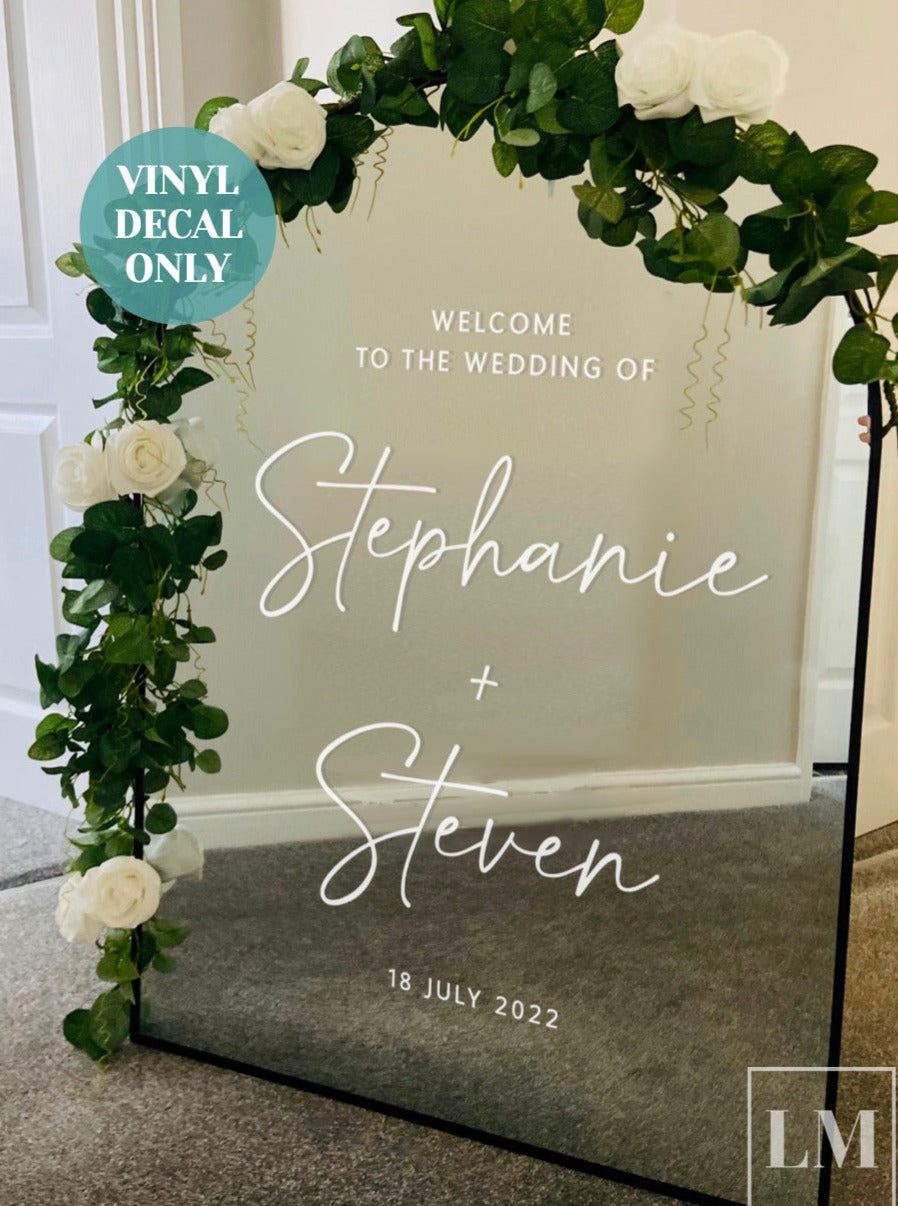 Custom Wedding Sign Decal for Welcome Mirror