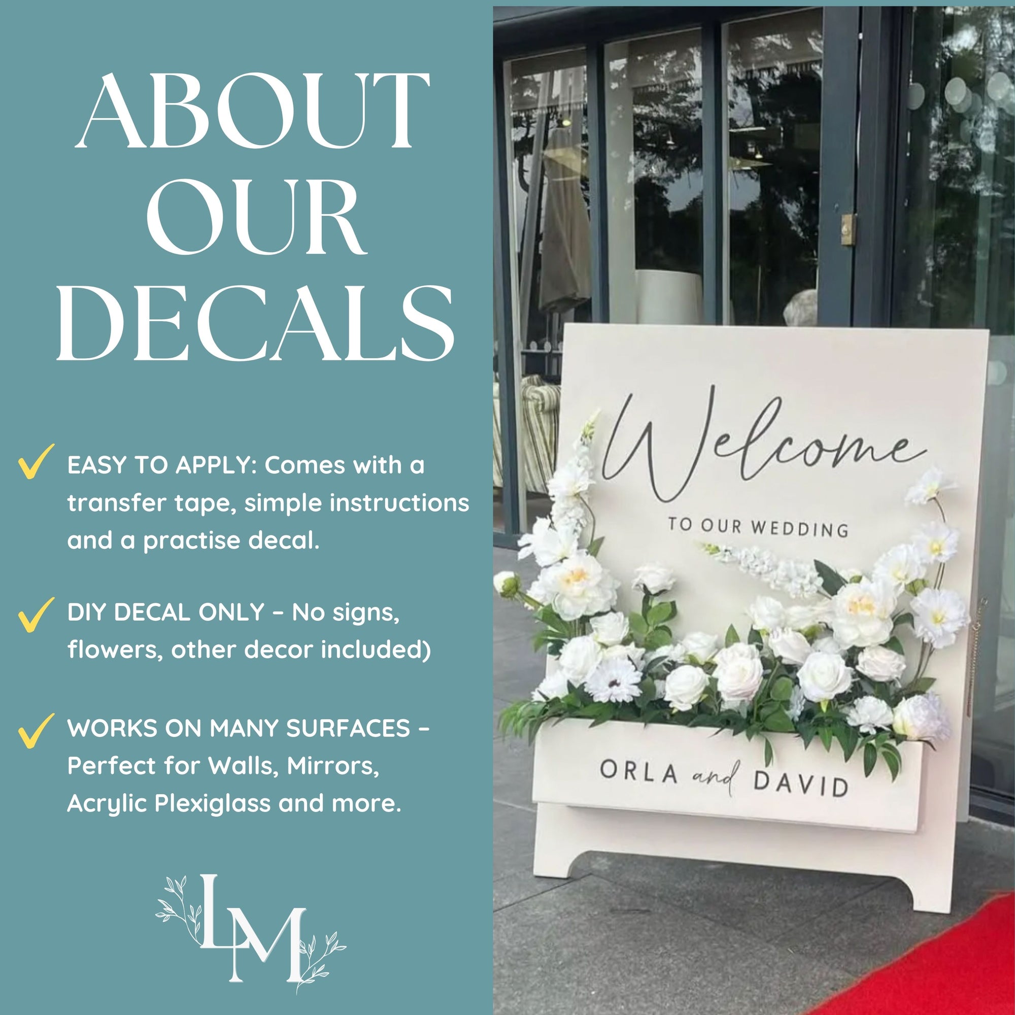 Custom Decal for Flower Box Wedding Sign