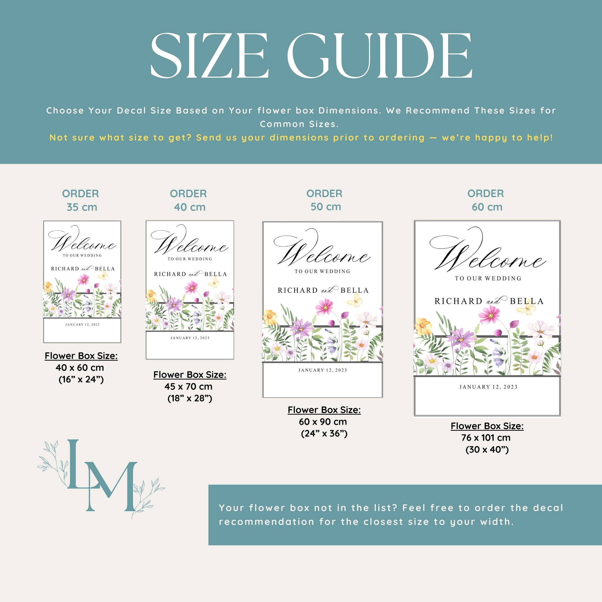 Custom Decal for Flower Box Wedding Sign