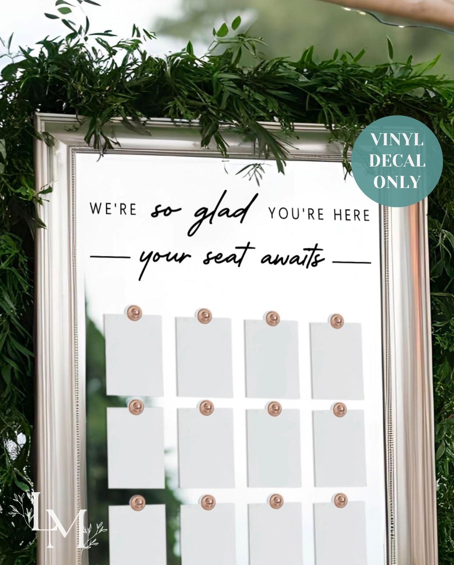 Elegant Seating Chart Header Decal - Your Seat Awaits Sign