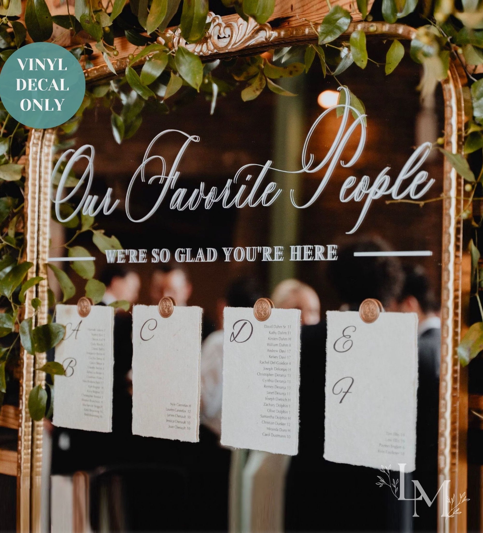 Seating Chart Title Wedding Decal - Mirror Seating Chart