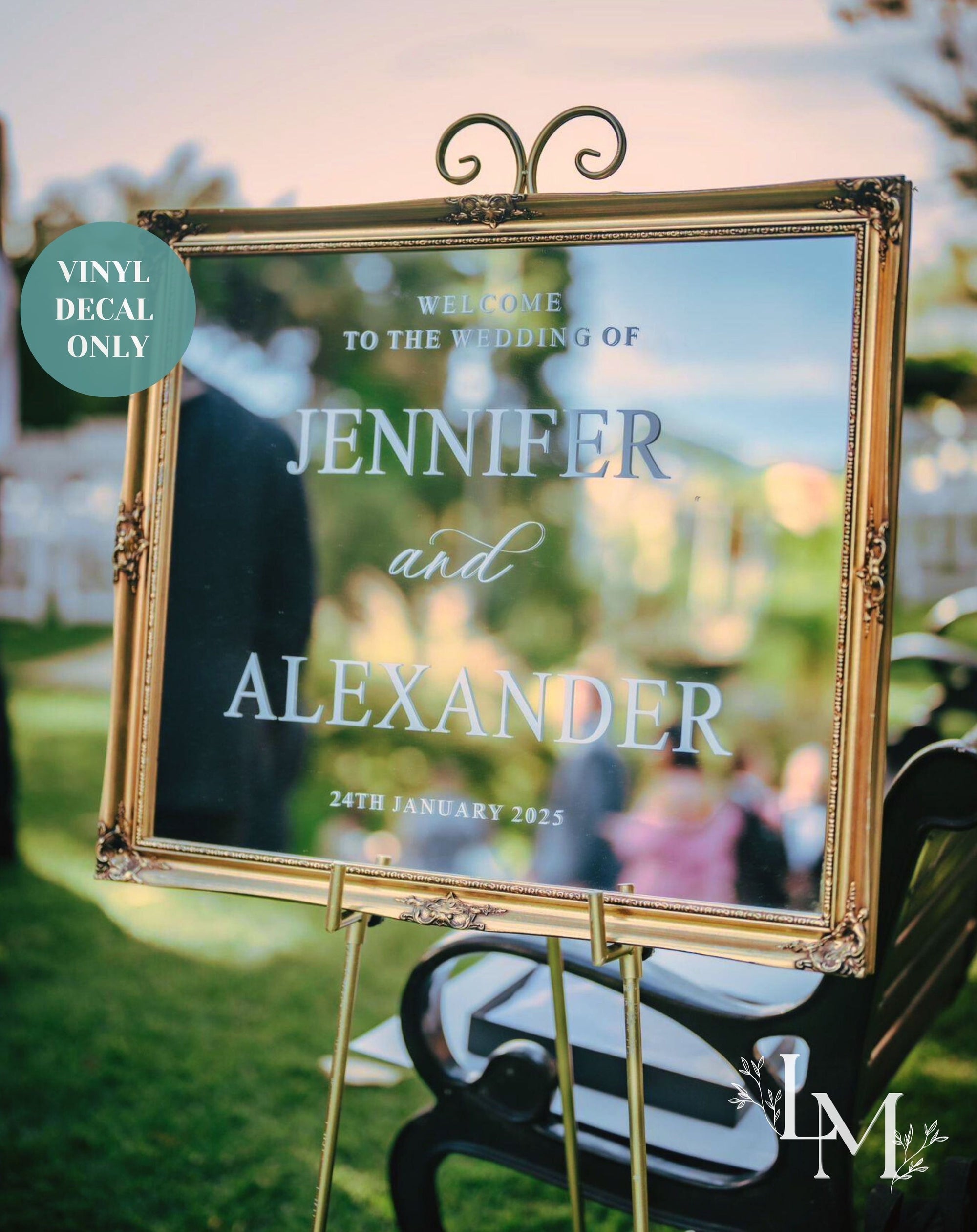 Elegant Wedding Mirror Decal for Welcome Sign