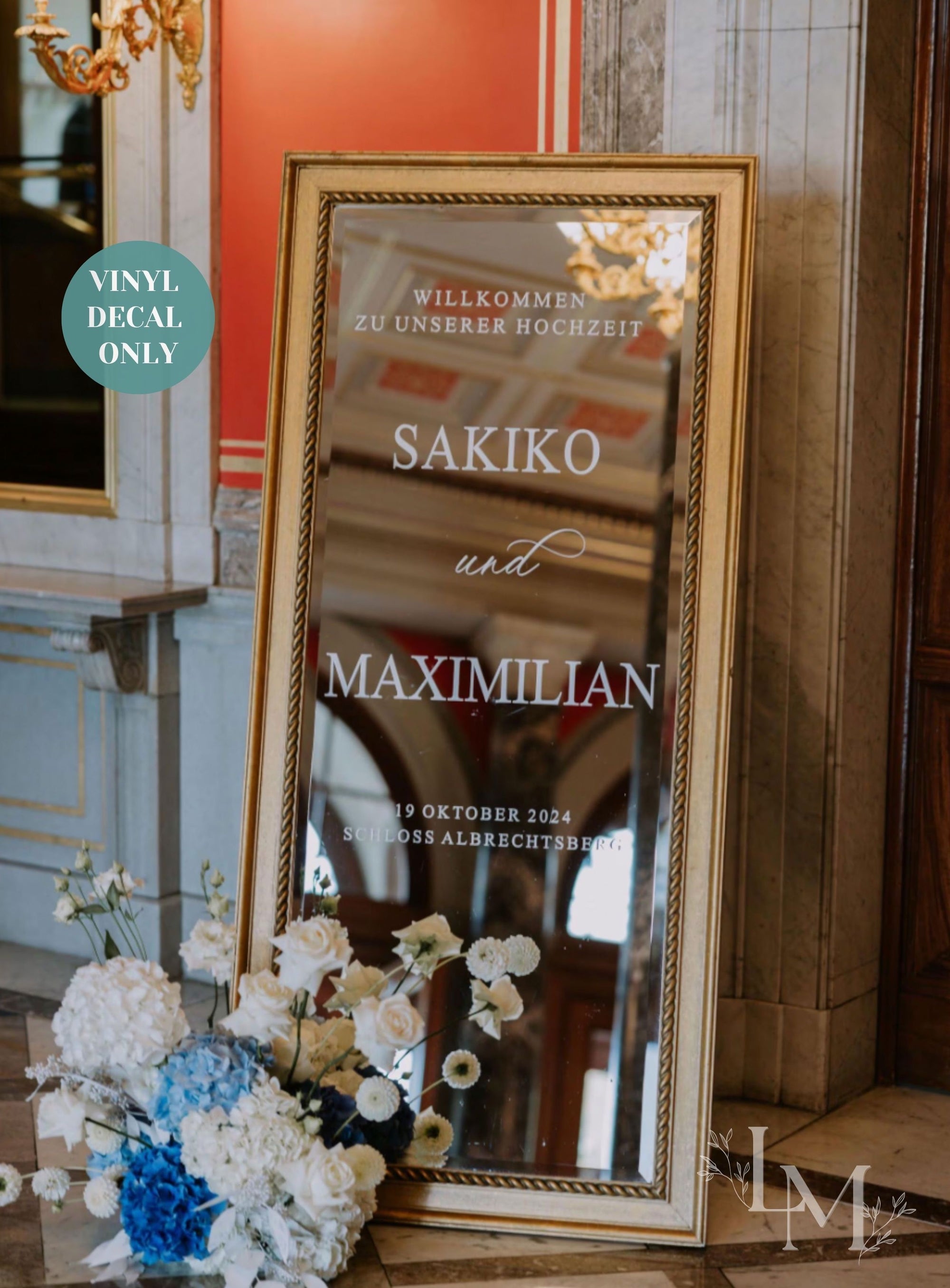 Elegant Wedding Mirror Decal for Welcome Sign