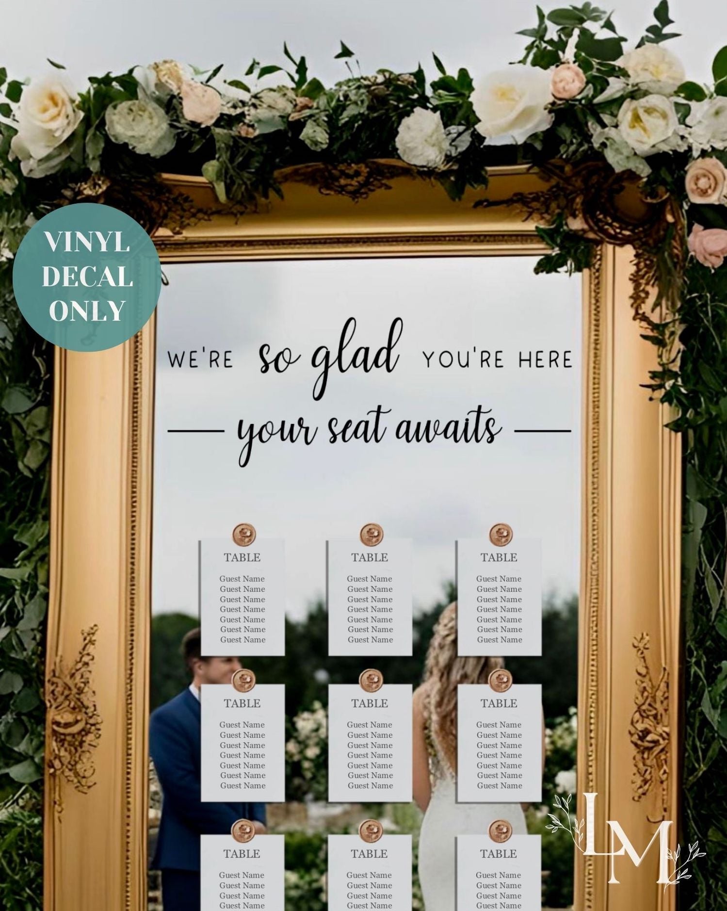 Elegant Seating Chart Header Decal - Your Seat Awaits Sign