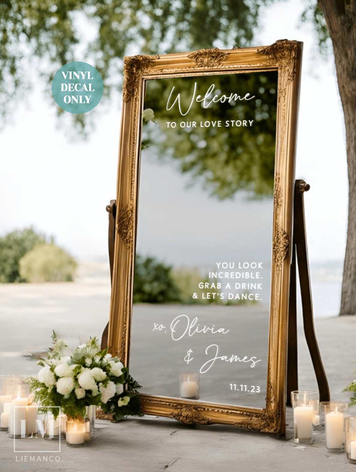 Personalised Wedding Welcome Sign Decal For Selfie Mirror