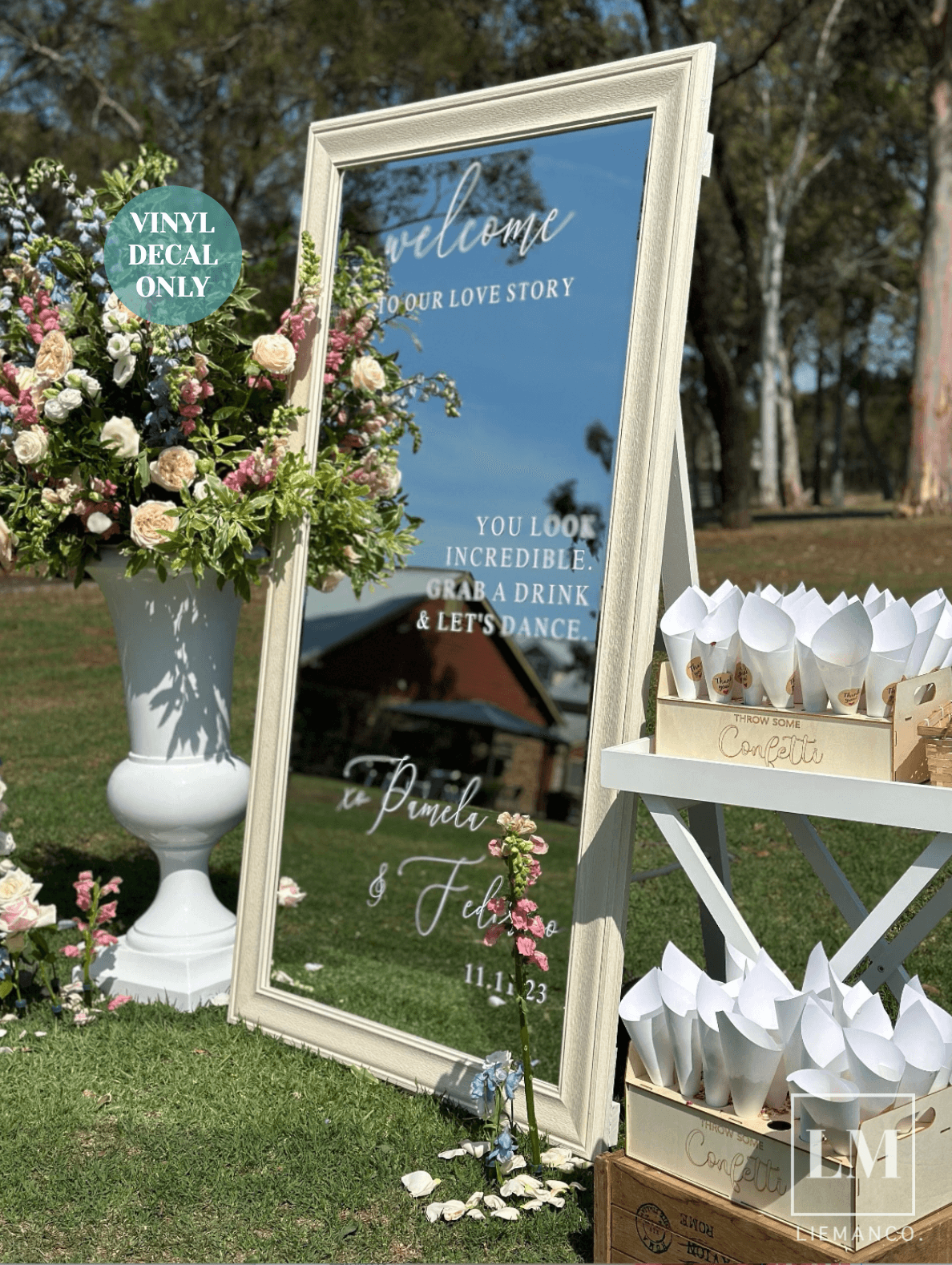 Personalised Wedding Welcome Sign Decal For Selfie Mirror
