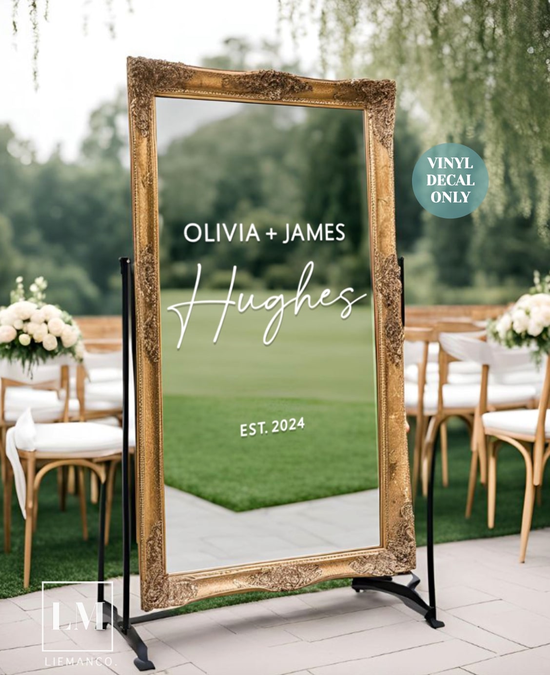 Last Name Mirror Decal for Reception Welcome Sign