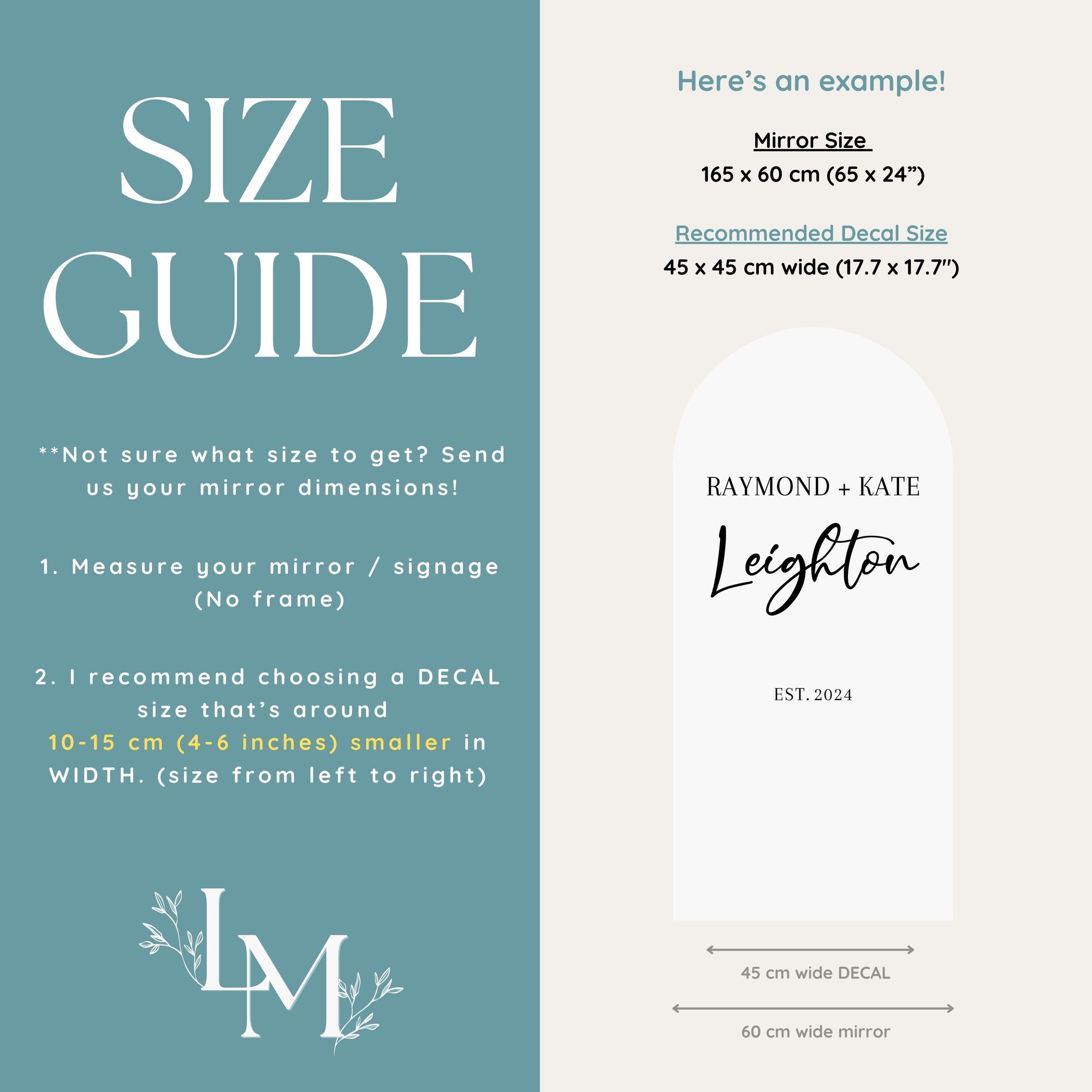 Last Name Mirror Decal for Reception Welcome Sign