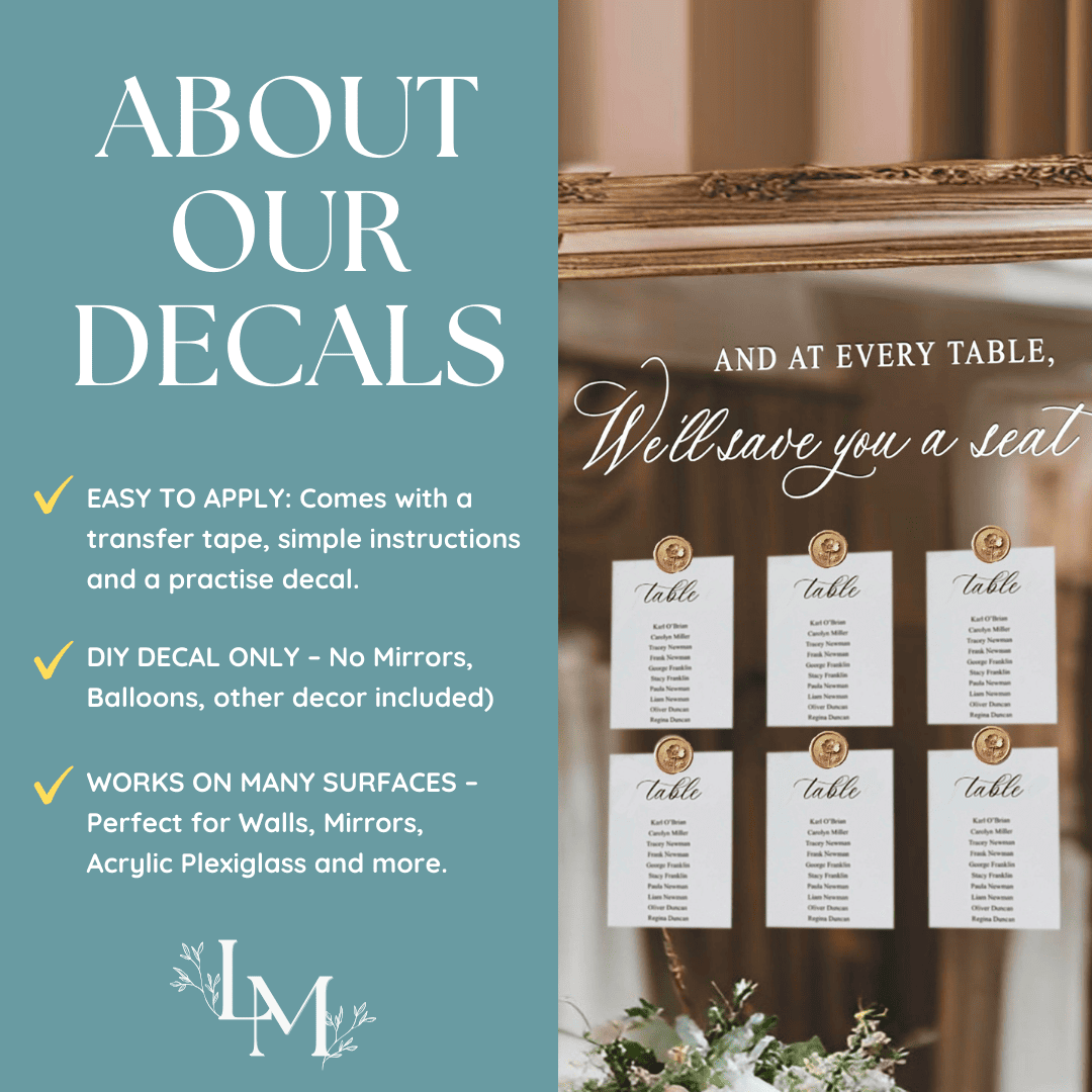 We’ll Save You A Seat Vinyl Decal - Mirror Seating Chart Sign