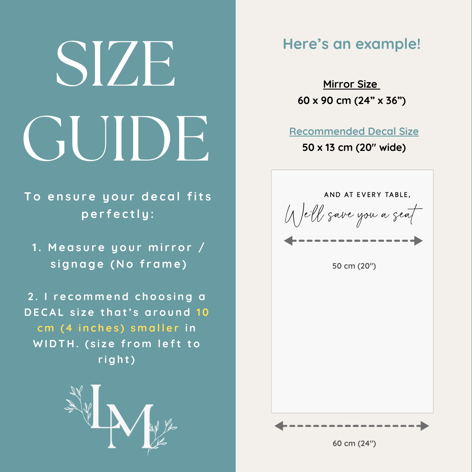 We’ll Save You A Seat Vinyl Decal - Mirror Seating Chart Sign