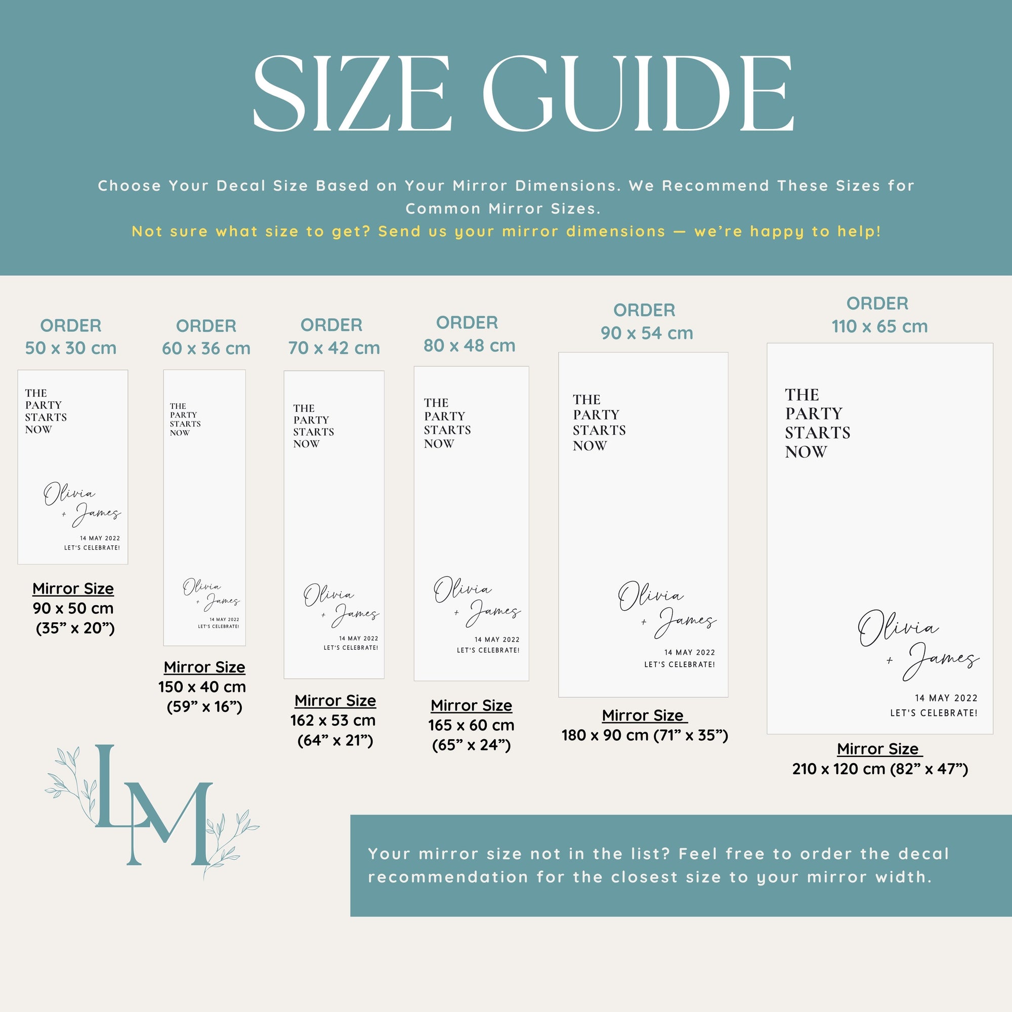 Party Starts Now Decal for Wedding Welcome Mirror