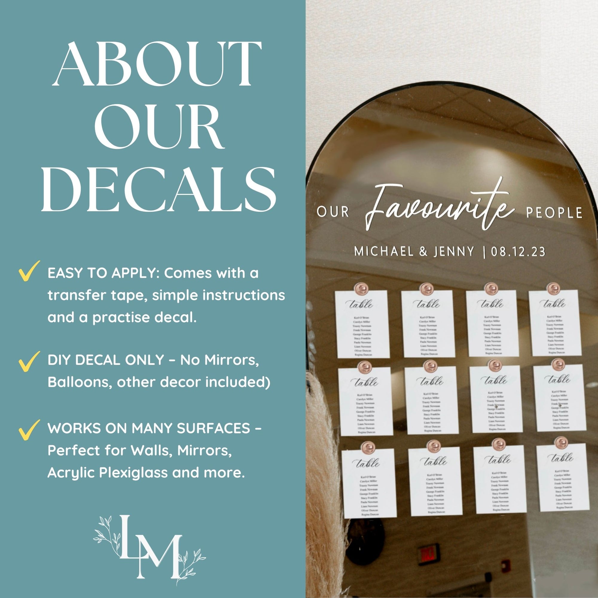 Our Favourite People Wedding Mirror Decal