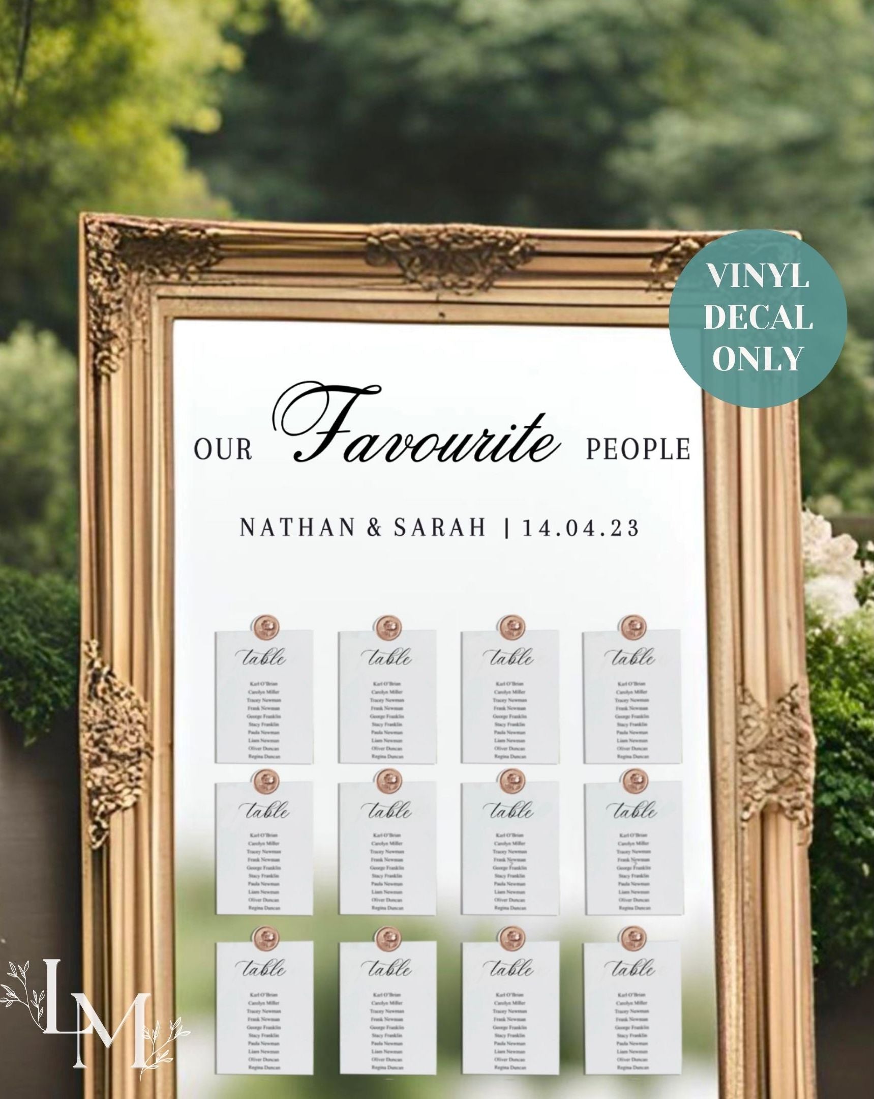 Our Favourite People Wedding Mirror Decal