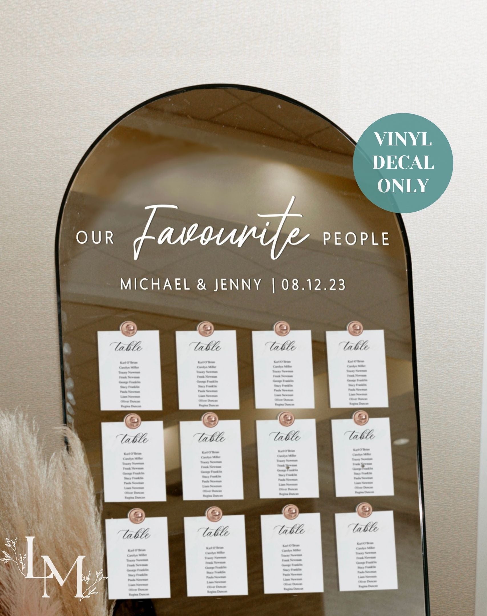 Our Favourite People Wedding Mirror Decal