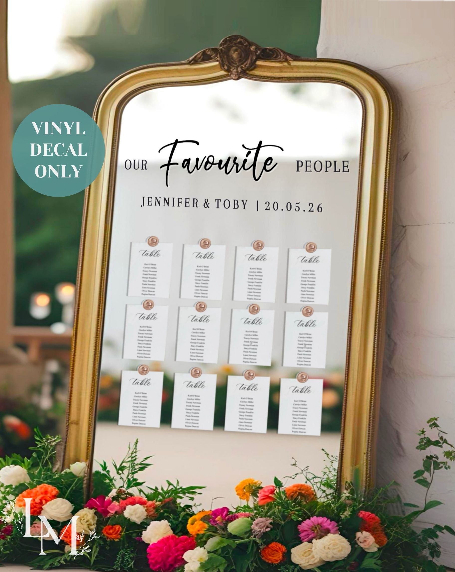 Our Favourite People Wedding Mirror Decal