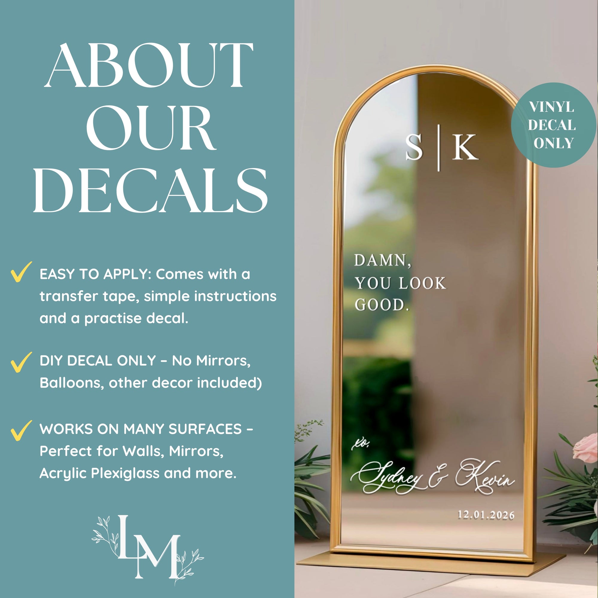 You Look Good Decal -  DIY Wedding Mirror Vinyl