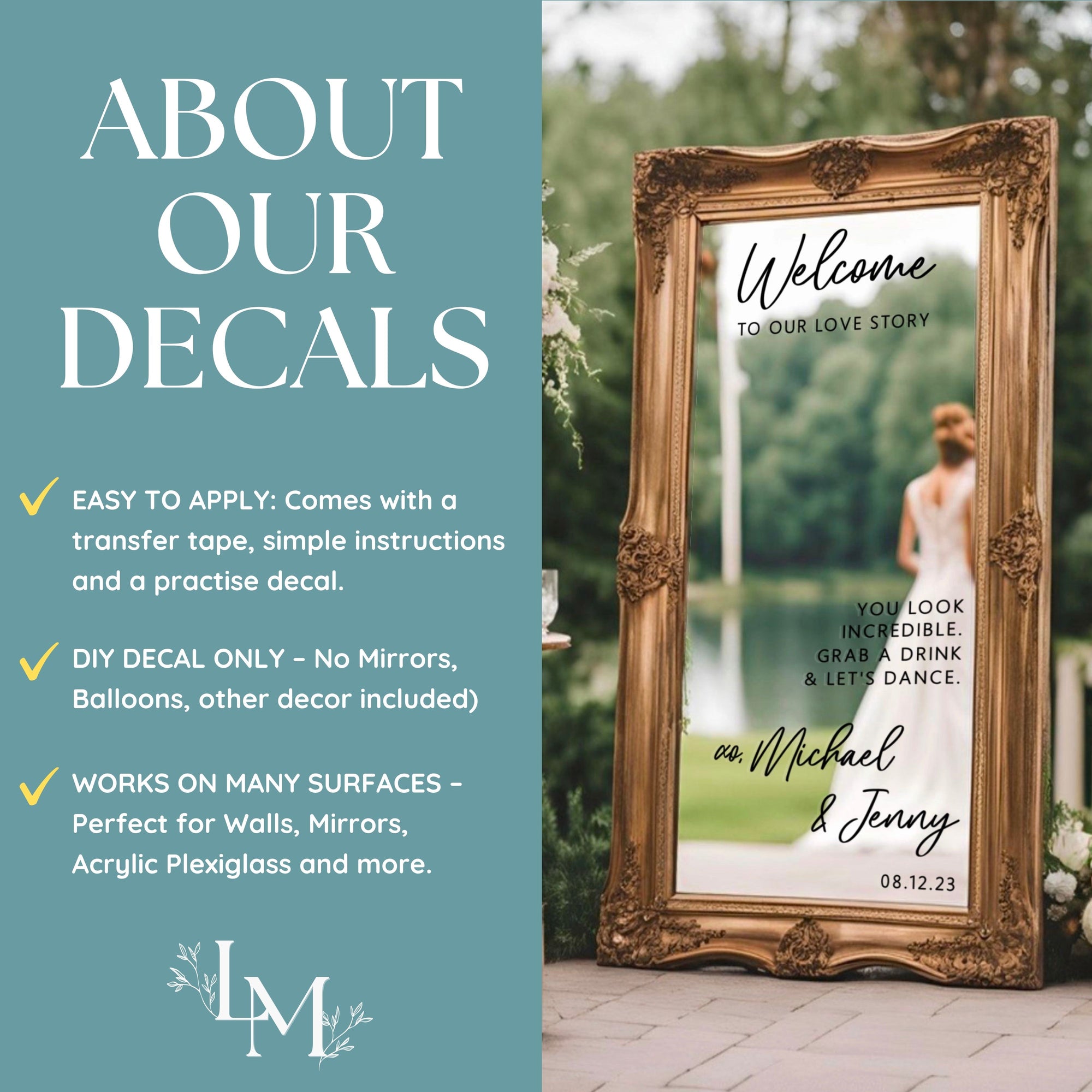 Personalised Wedding Welcome Sign Decal For Selfie Mirror