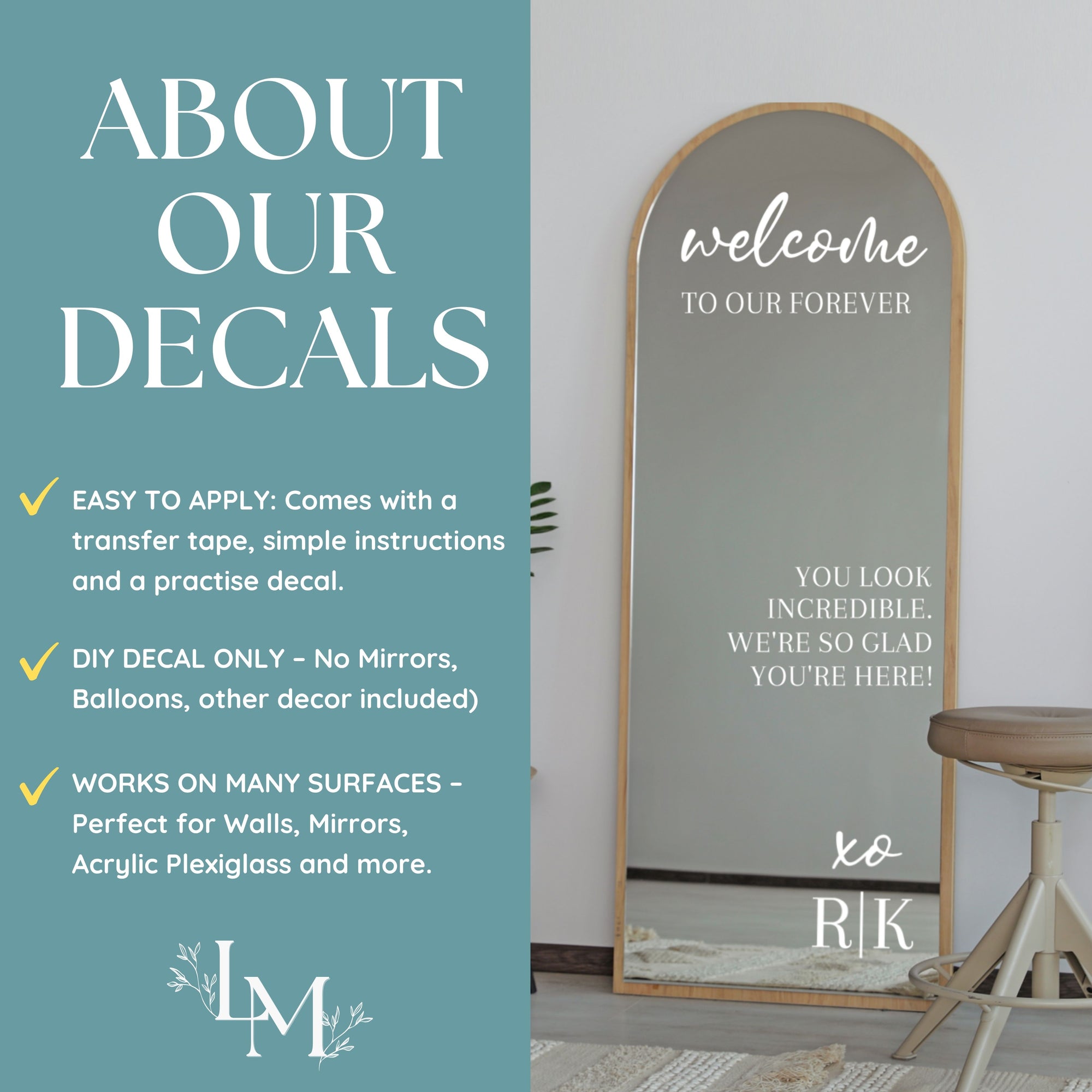 Personalised Wedding Welcome Decal for Selfie Mirror Signs