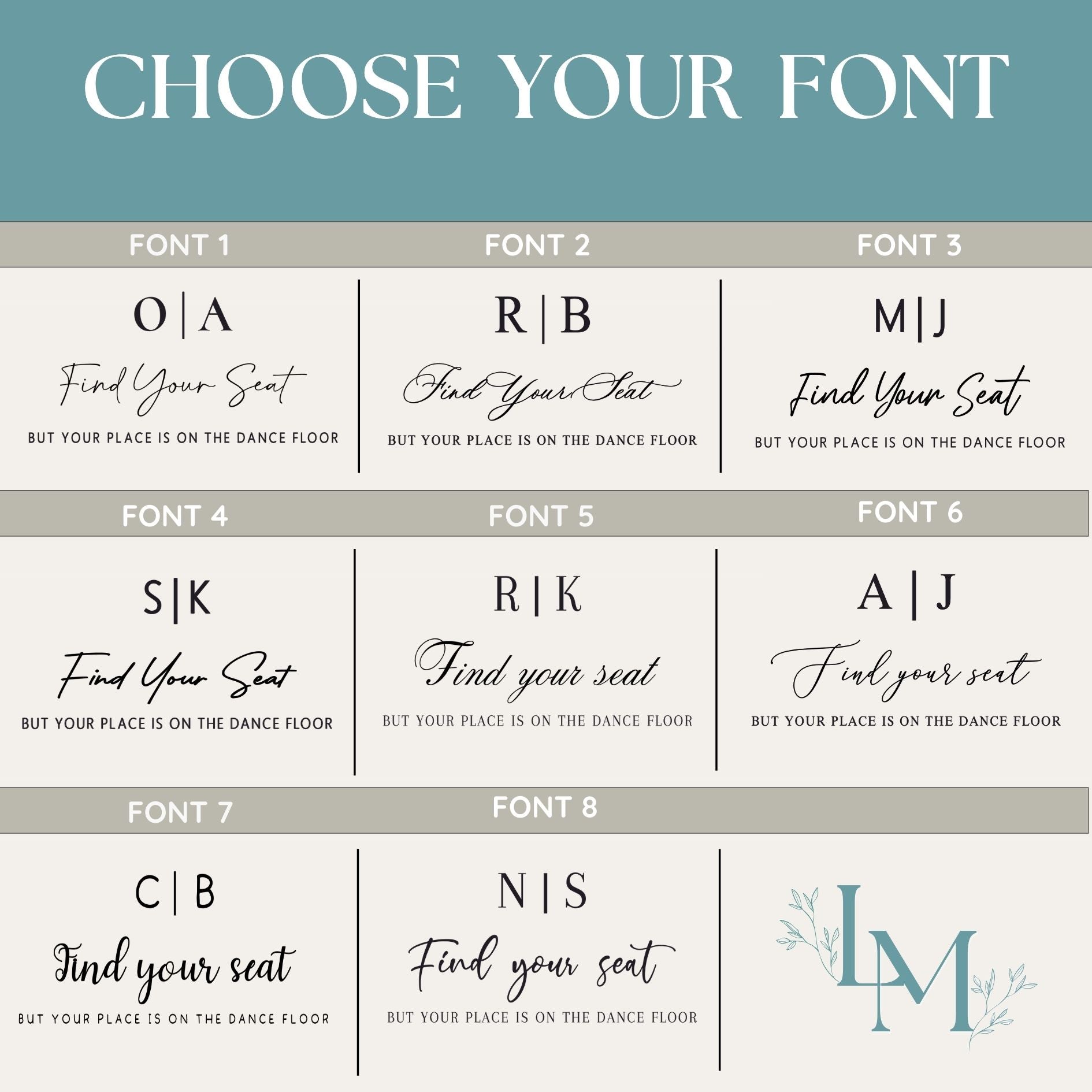 Find your Seat Decal for Mirror Seating Chart
