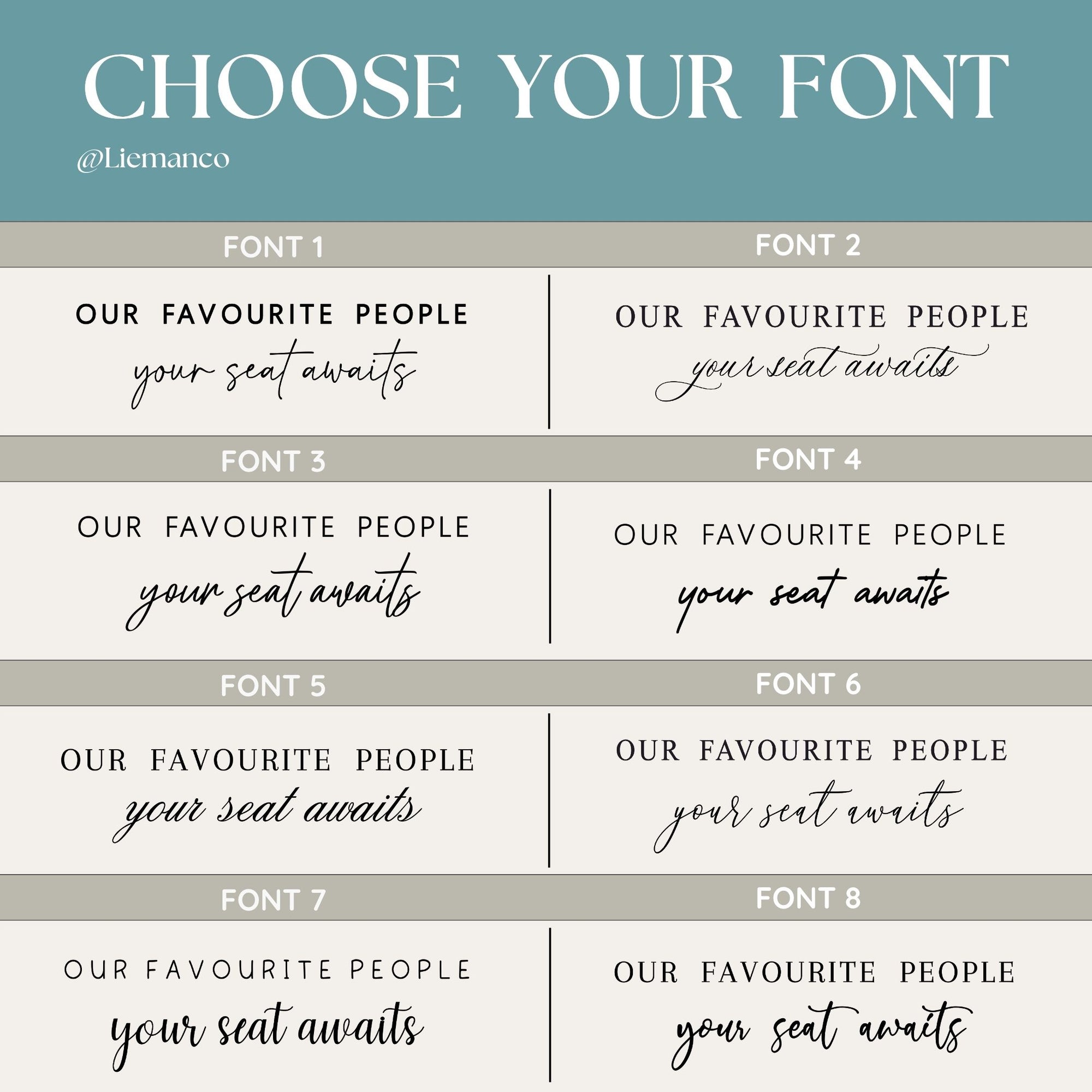 Elegant Seating Chart Vinyl Lettering - Our Favourite People Mirror
