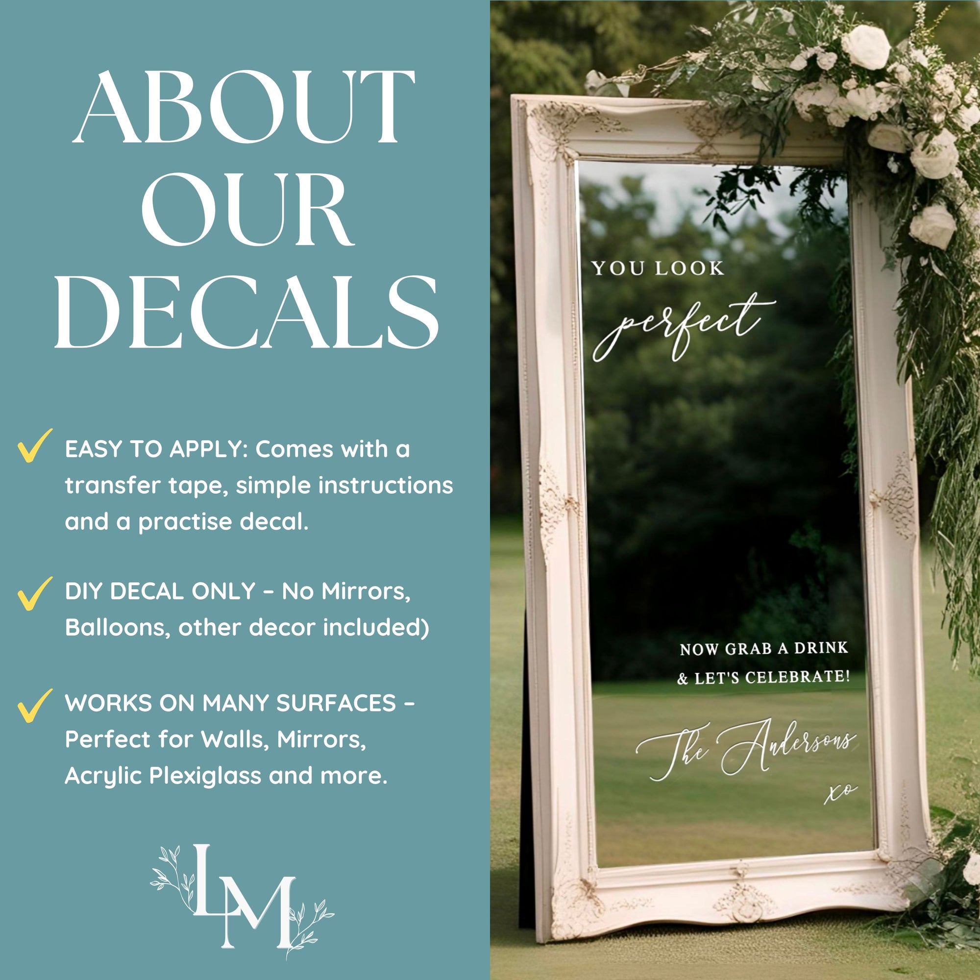 You Look Perfect - Selfie Wedding Entry Mirror Decal