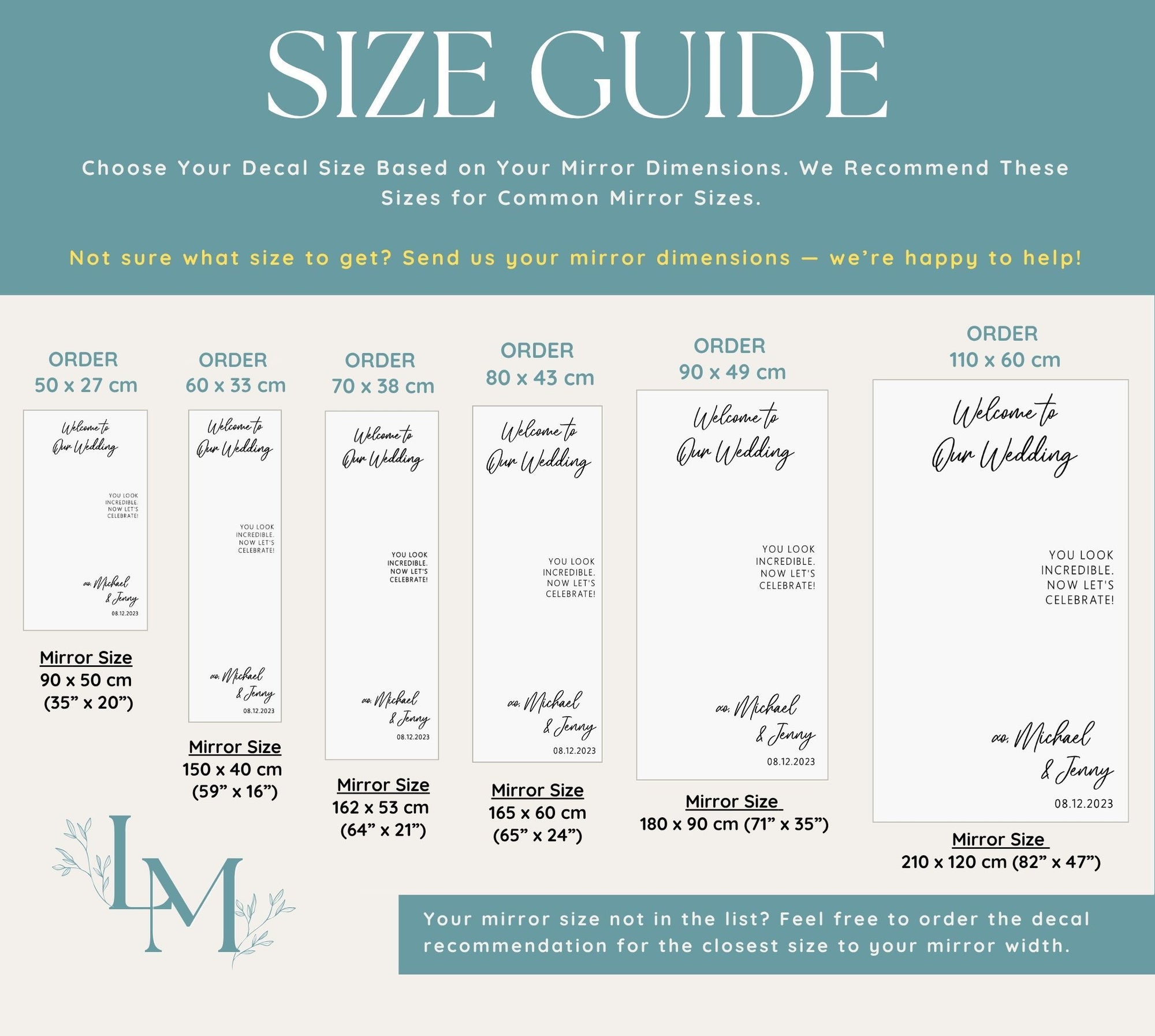 Custom Selfie Mirror Welcome Wedding Decal