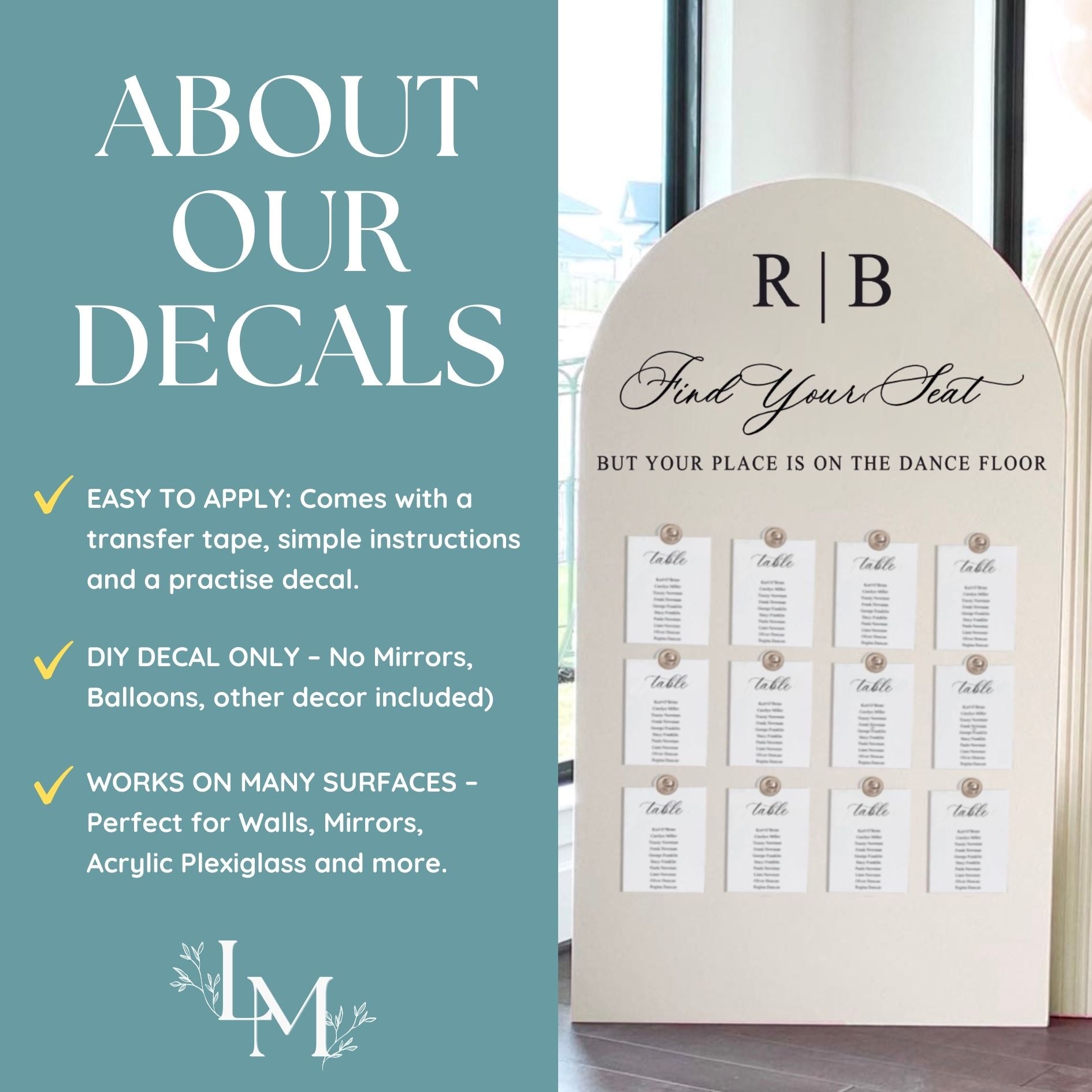 Find your Seat Decal for Mirror Seating Chart