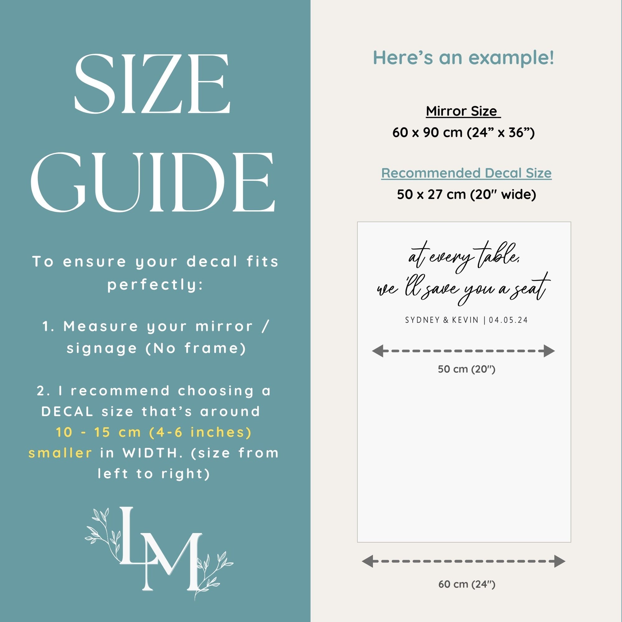 We'll Save You A Seat Vinyl for Wedding Mirror