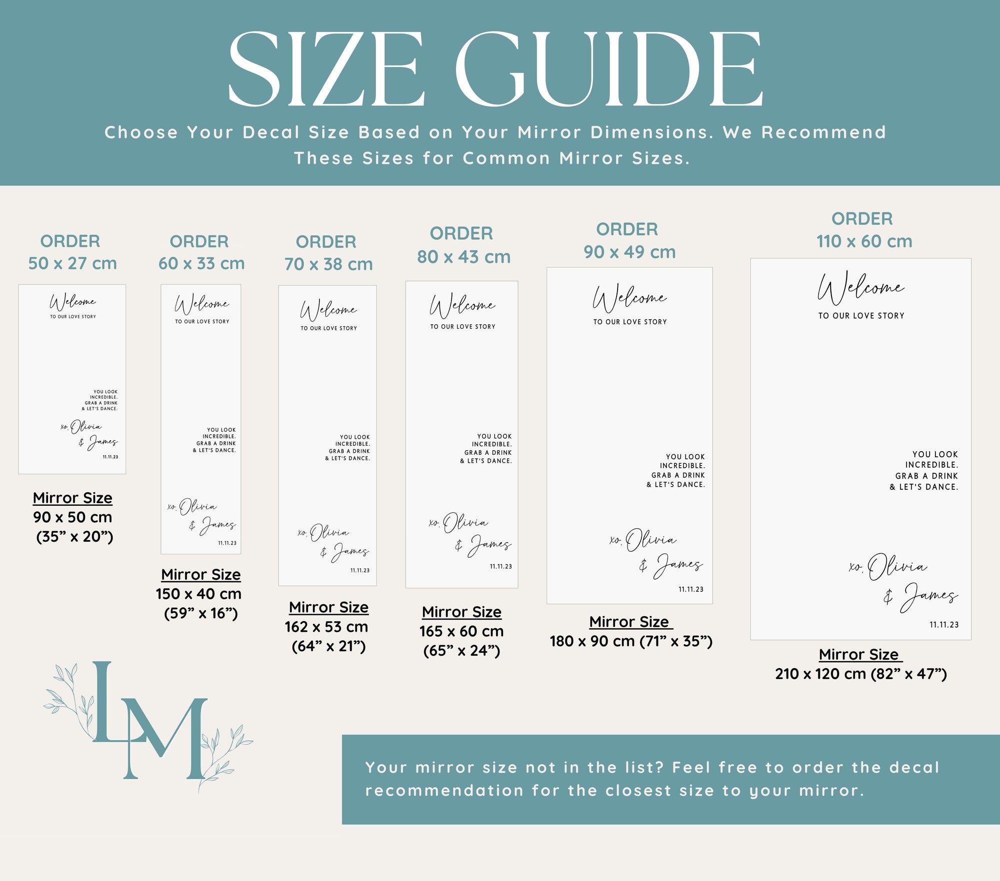 Personalised Wedding Welcome Sign Decal For Selfie Mirror