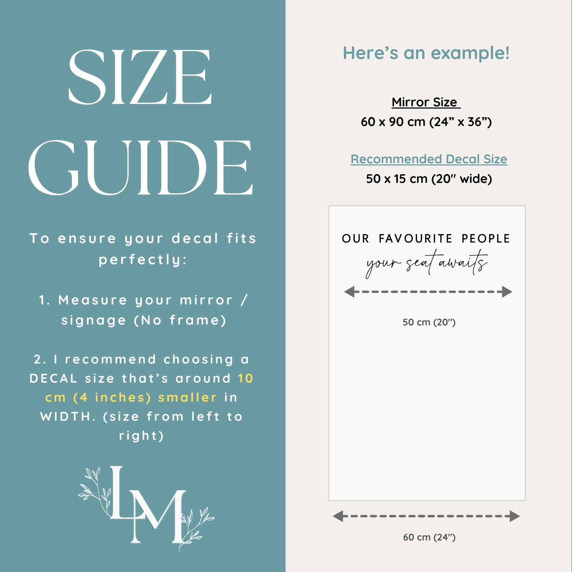 Elegant Seating Chart Vinyl Lettering - Our Favourite People Mirror