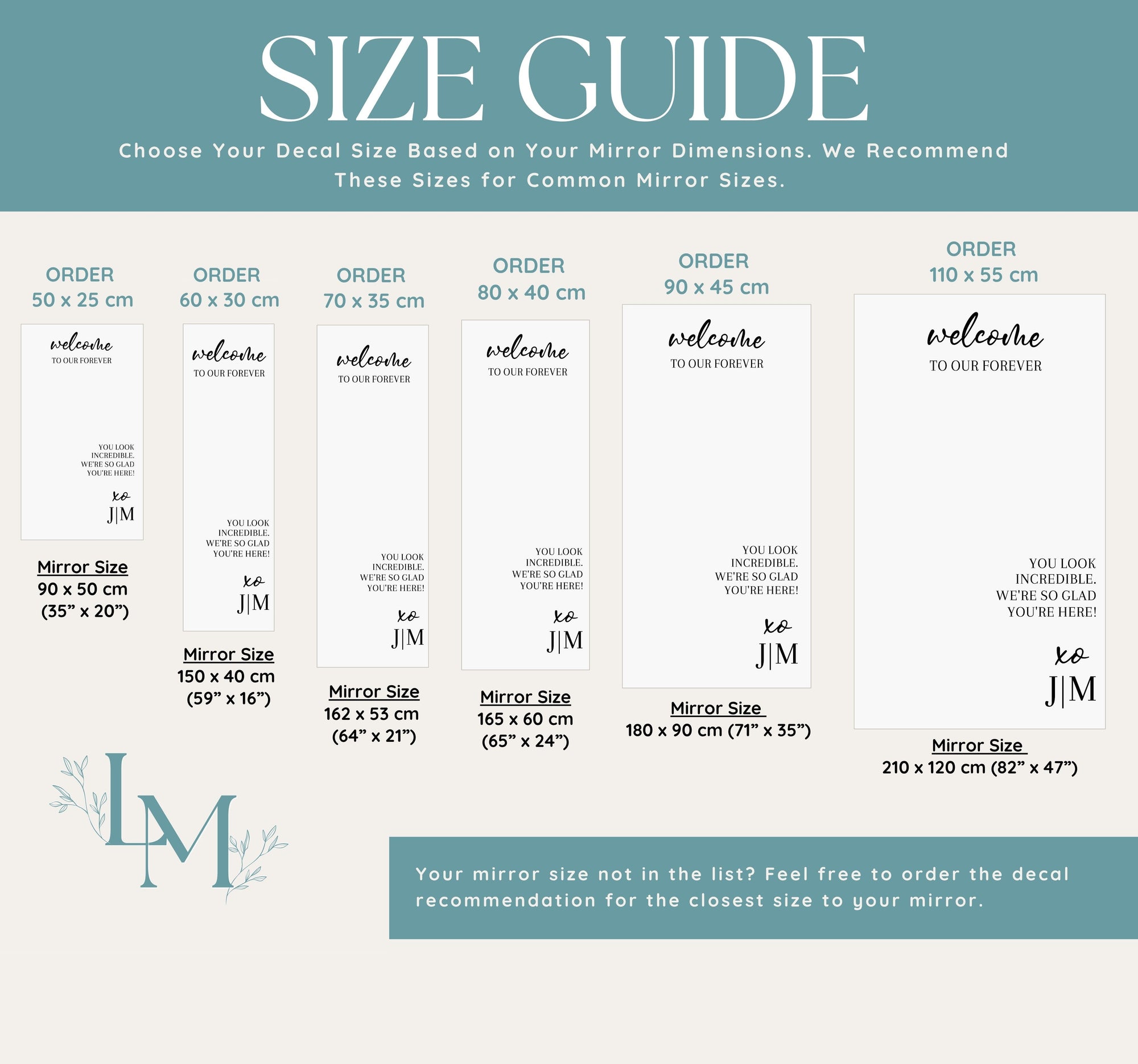 Personalised Wedding Welcome Decal for Selfie Mirror Signs