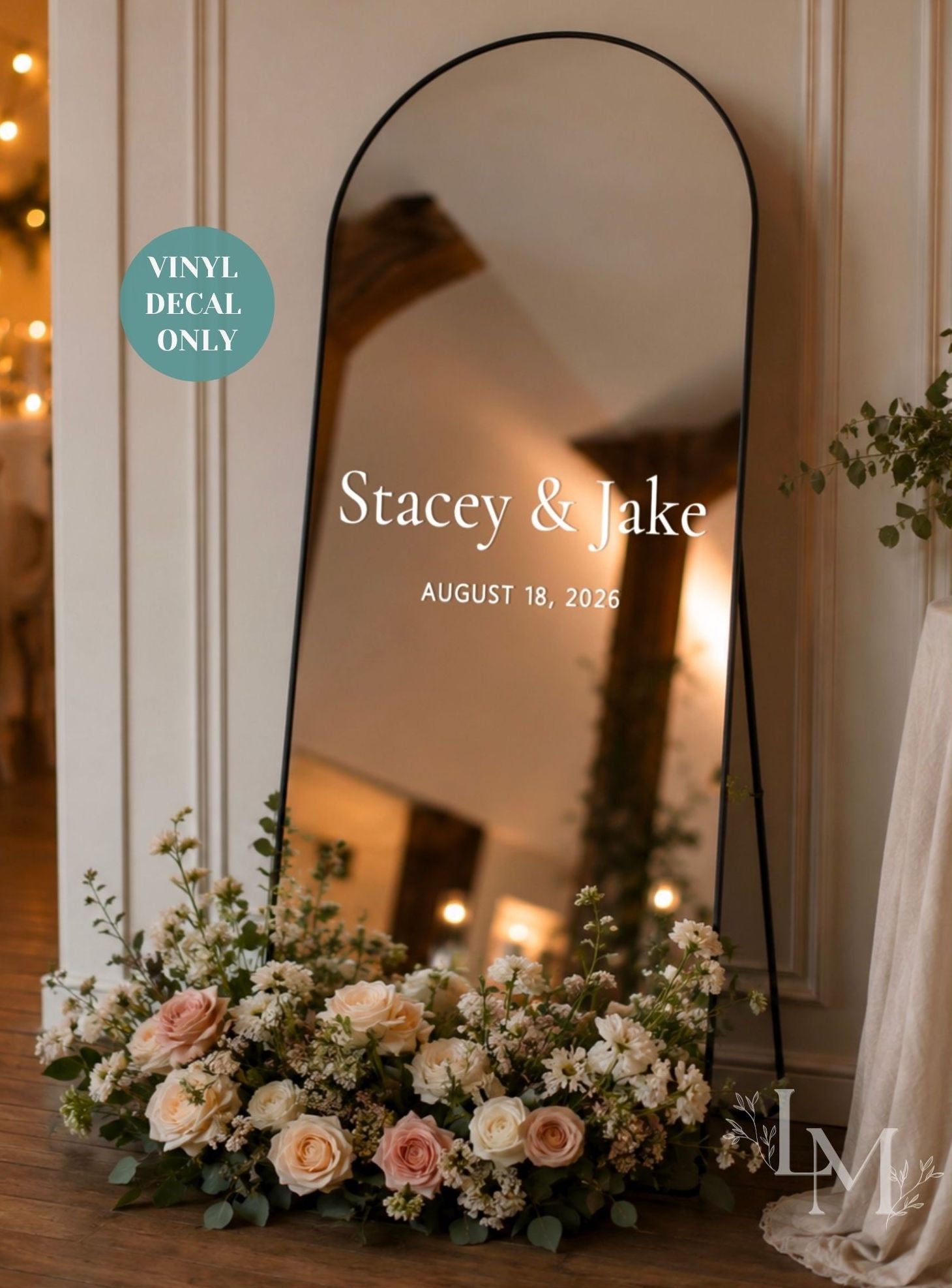 Custom Wedding Selfie Mirror Decal - Personalised Names / Date