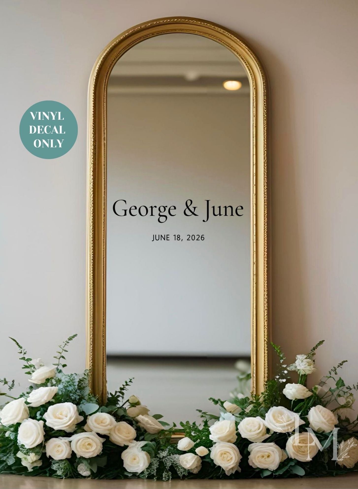 Custom Wedding Selfie Mirror Decal - Personalised Names / Date