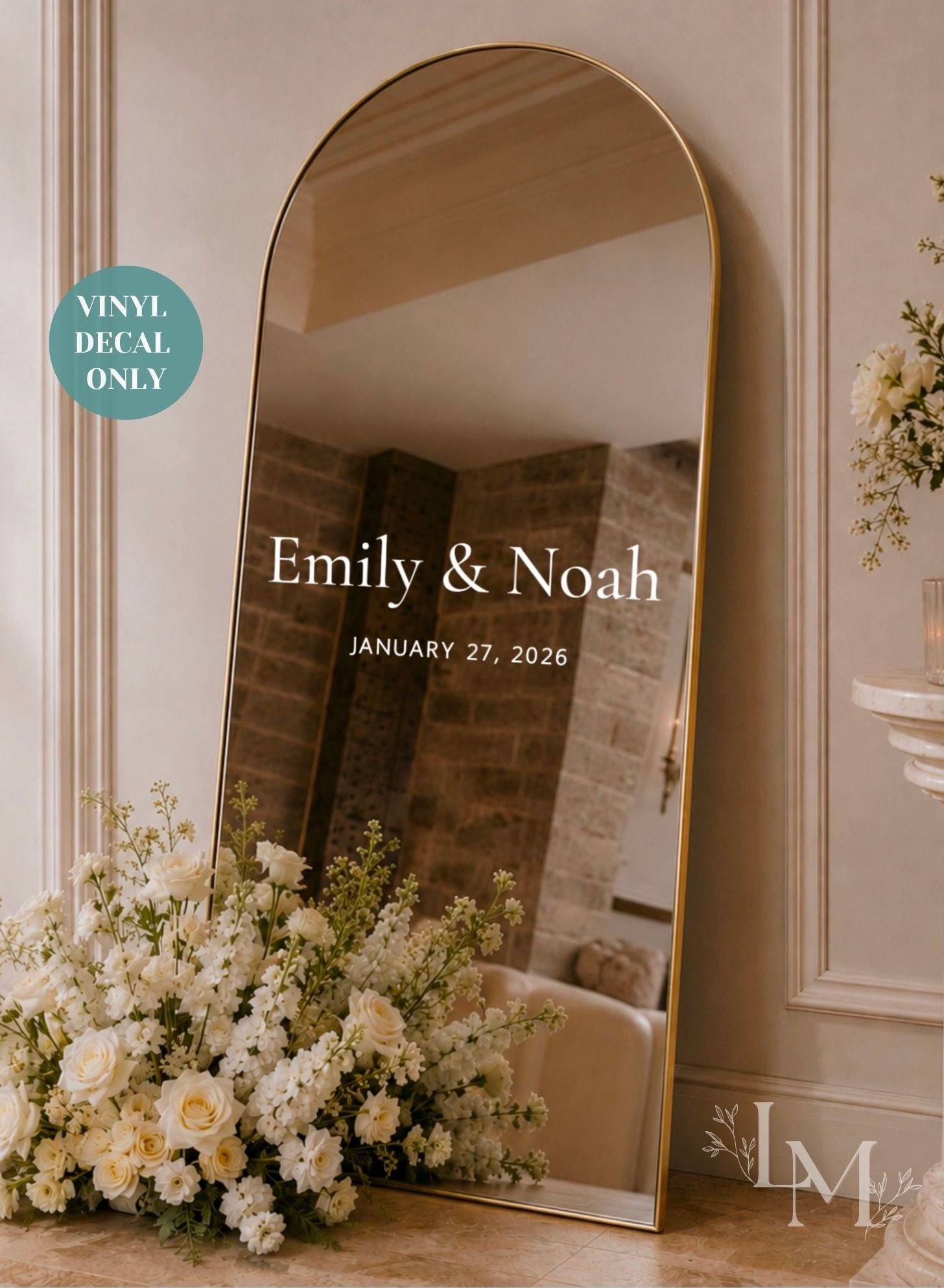 Custom Wedding Selfie Mirror Decal - Personalised Names / Date