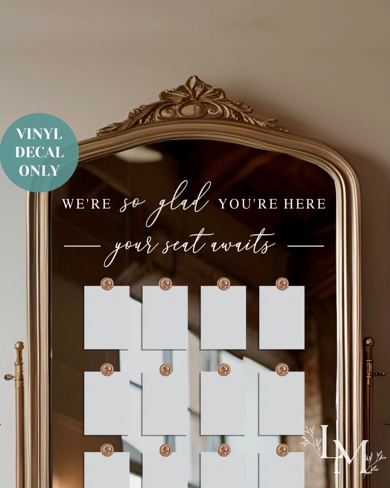 Elegant Seating Chart Header Decal - Your Seat Awaits Sign