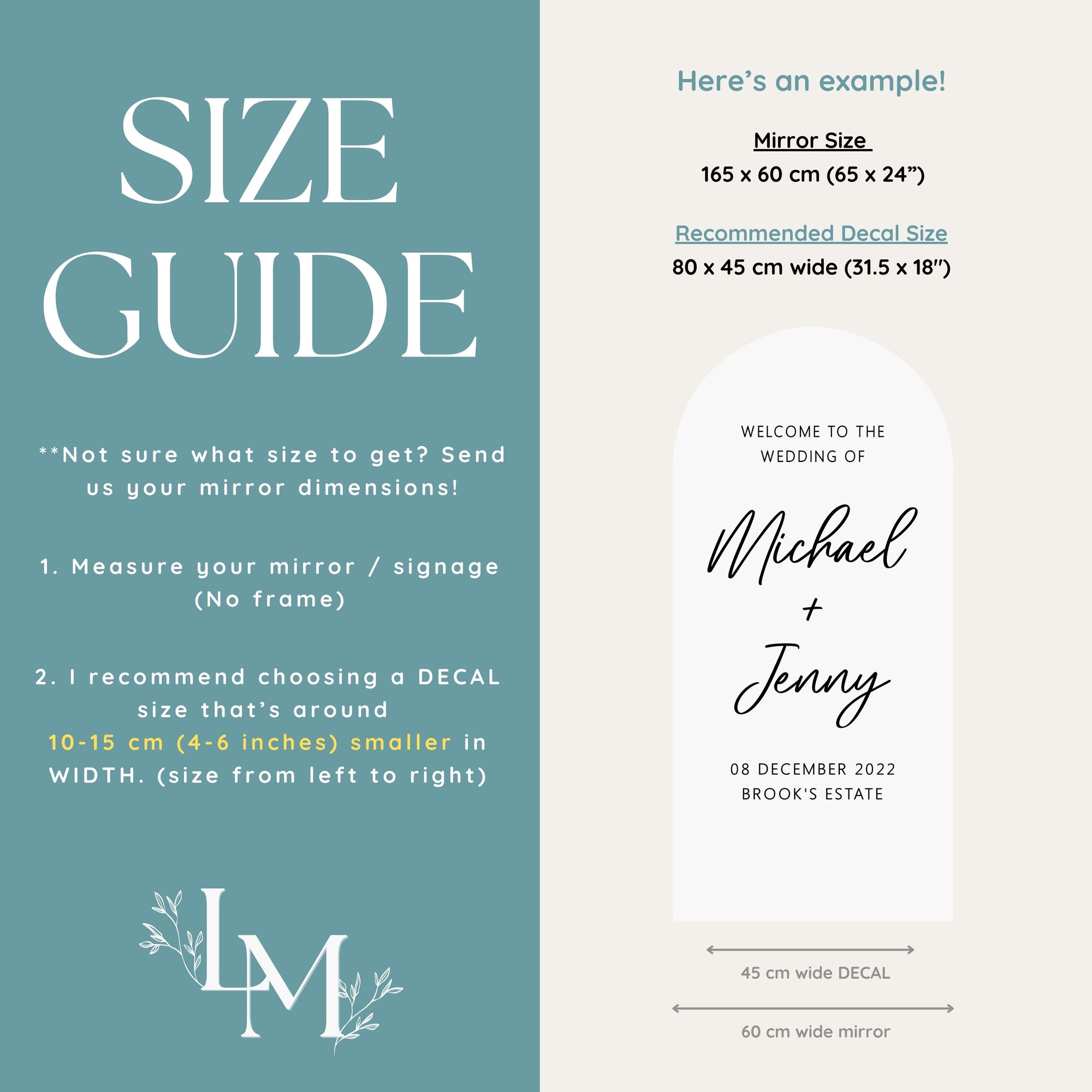 Custom Wedding Mirror Decal for Welcome Sign