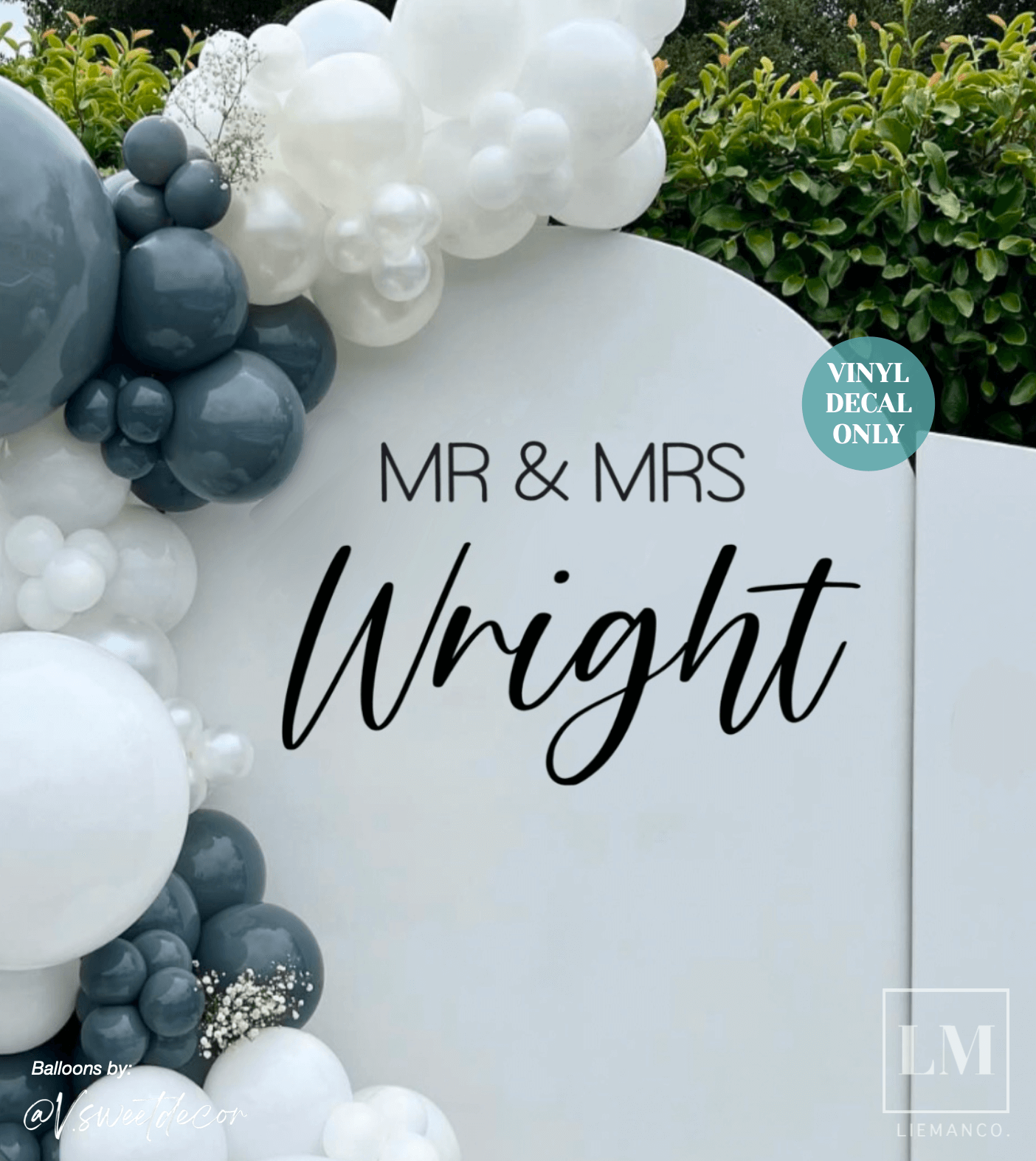 Personalised Mr and Mrs Sign Decal for Engagement Arch