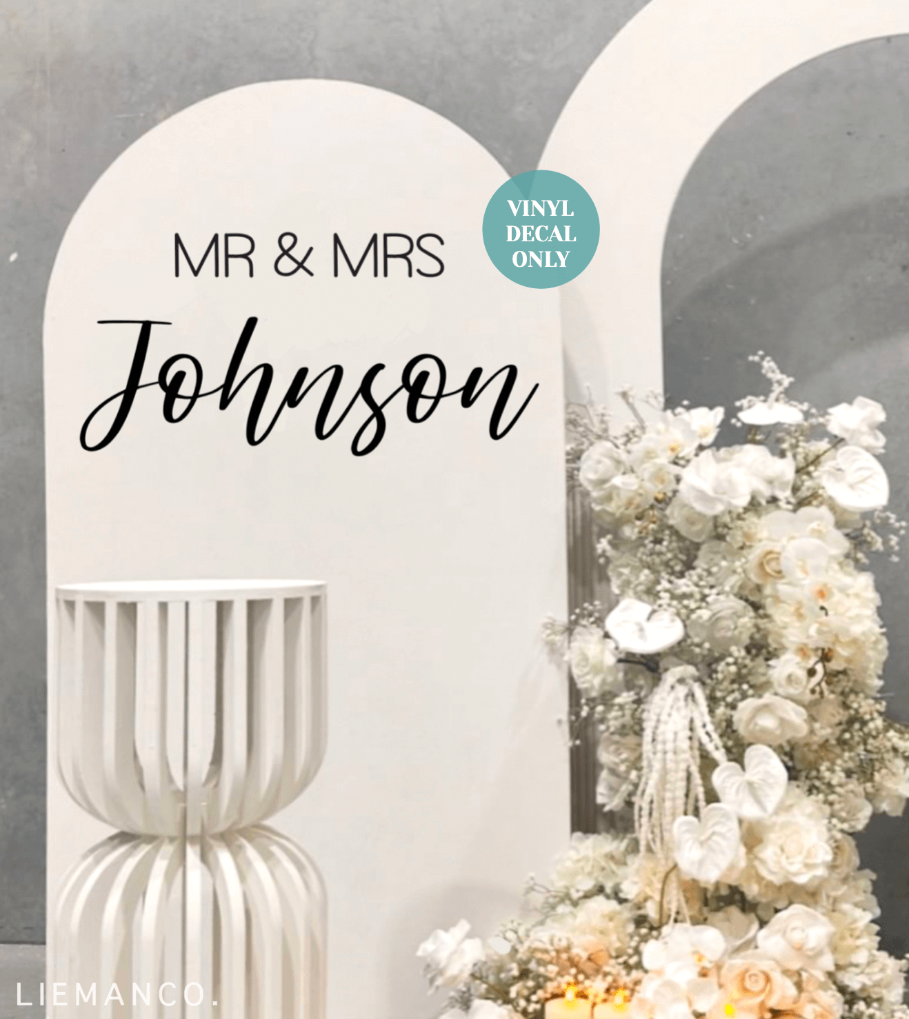Personalised Mr and Mrs Sign Decal for Engagement Arch