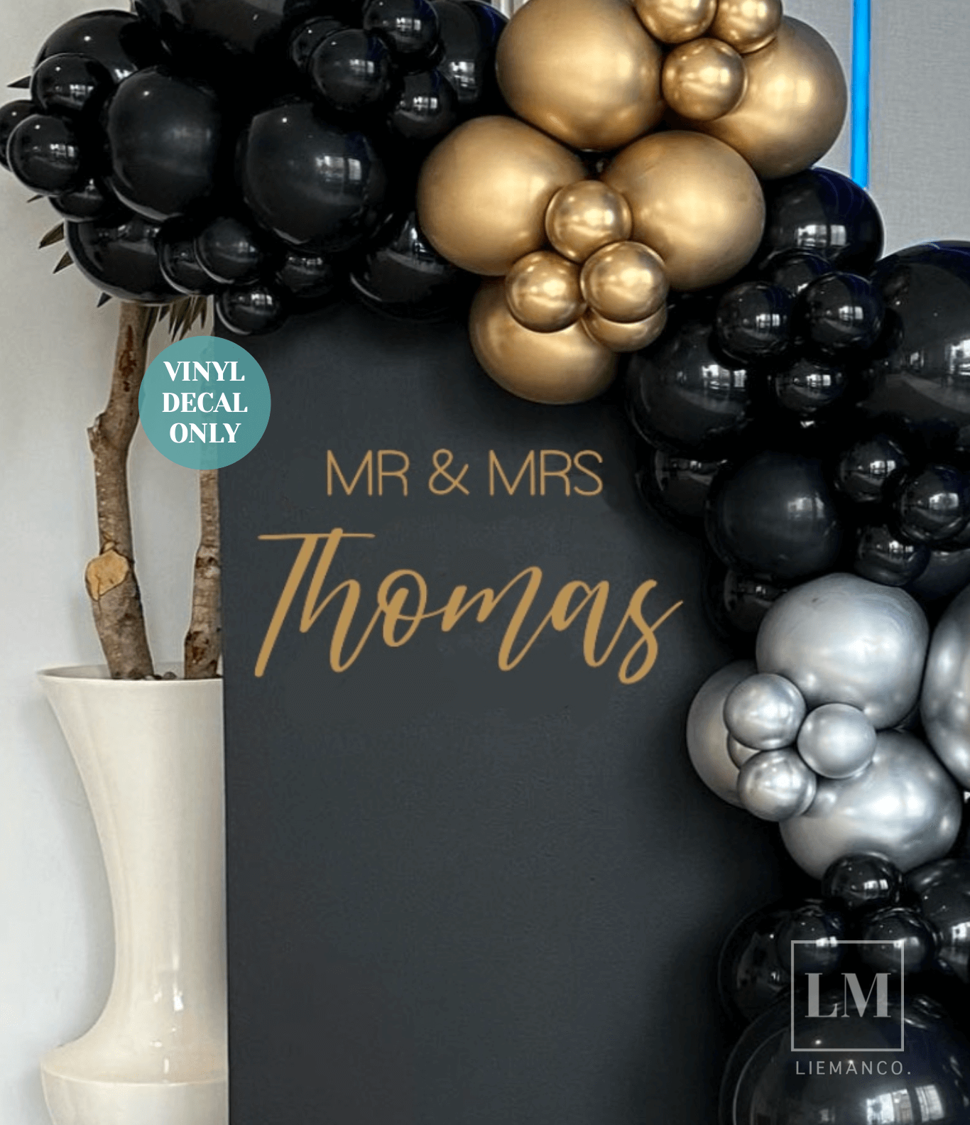 Personalised Mr and Mrs Sign Decal for Engagement Arch
