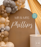 Personalised Mr and Mrs Sign Decal for Engagement Arch