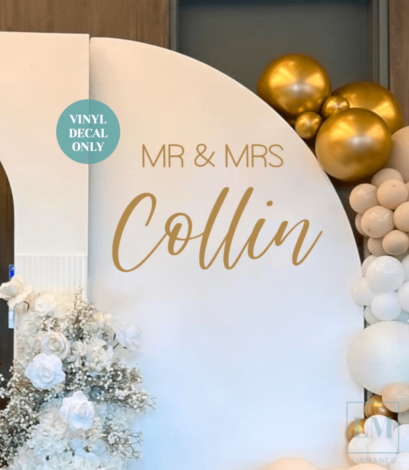 Personalised Mr and Mrs Sign Decal for Engagement Arch