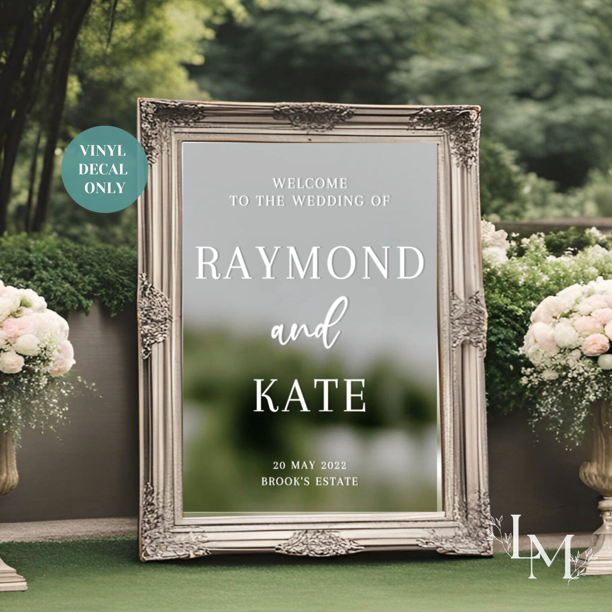 Personalised Vinyl for Wedding Entrance Mirror