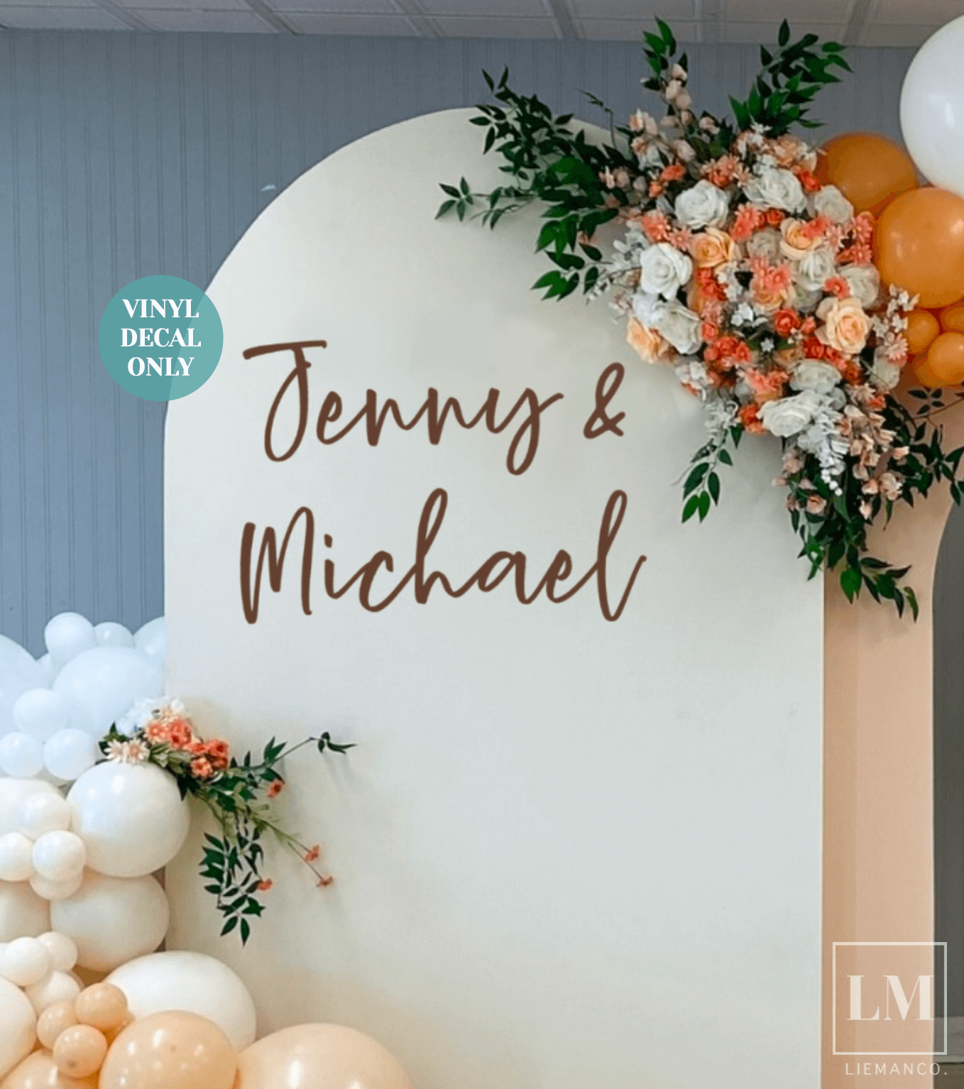 Custom Engagement Party Wall Decal - Bride and Groom Decal