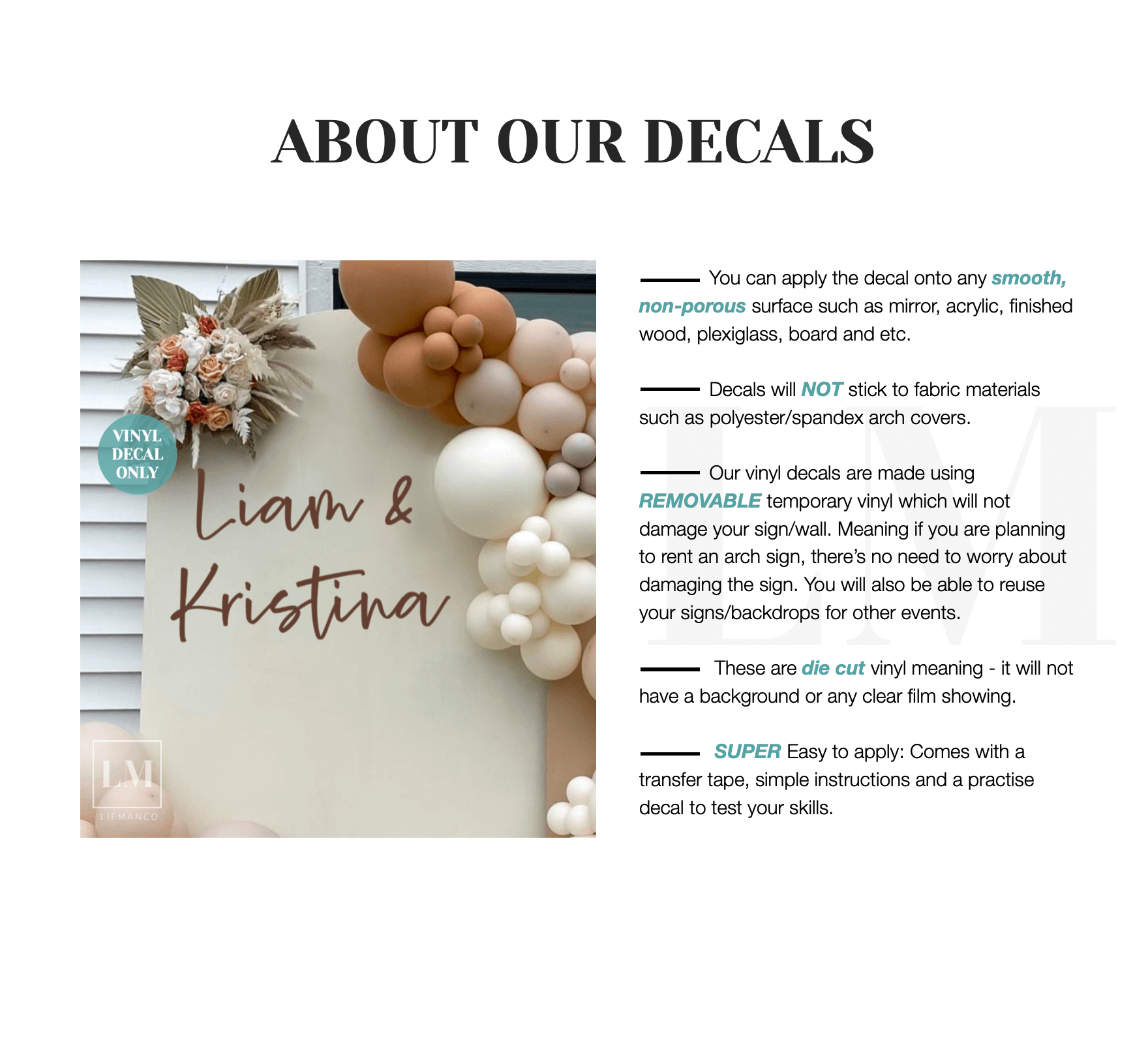 Custom Engagement Party Wall Decal - Bride and Groom Decal