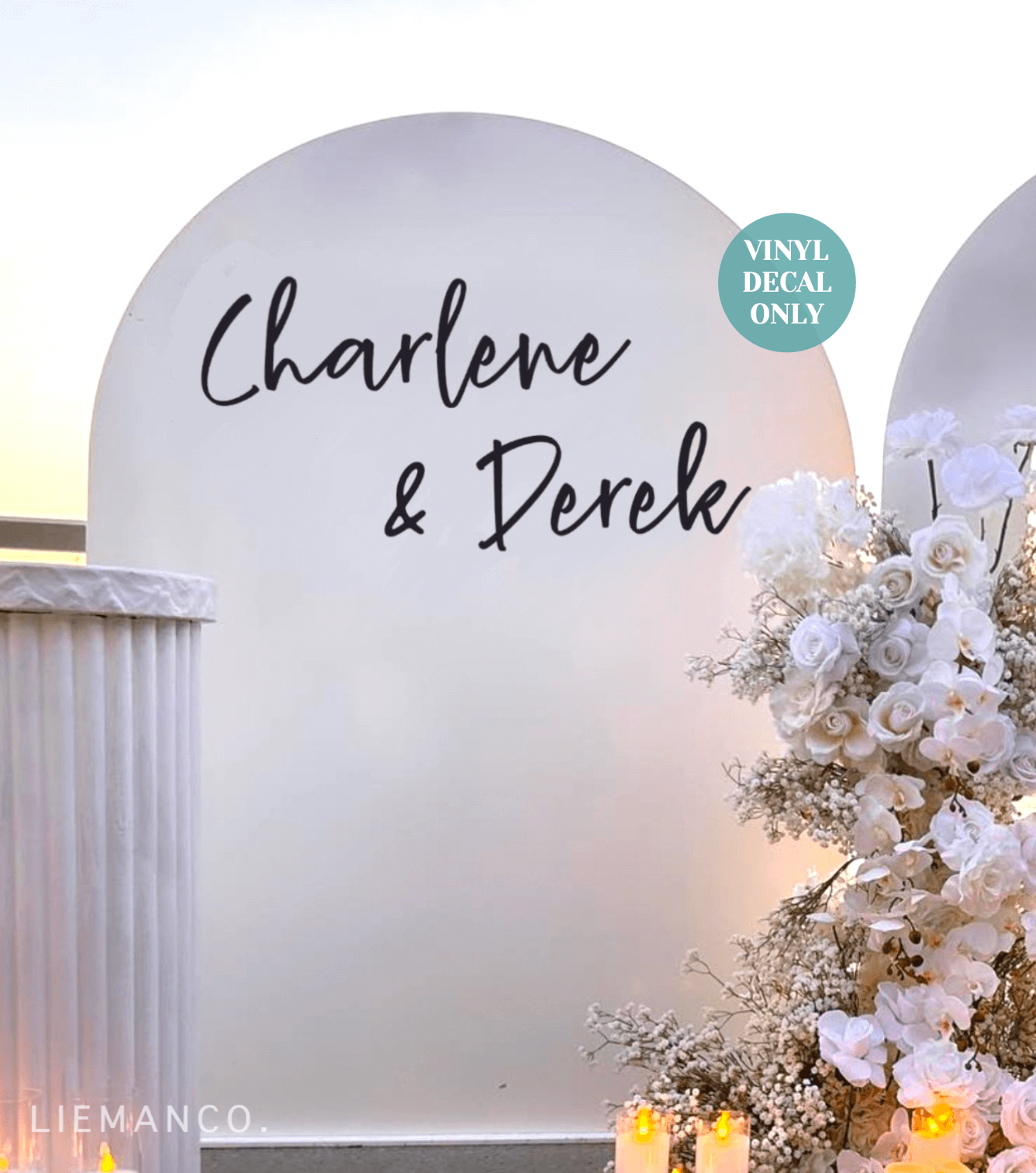 Custom Engagement Party Wall Decal - Bride and Groom Decal