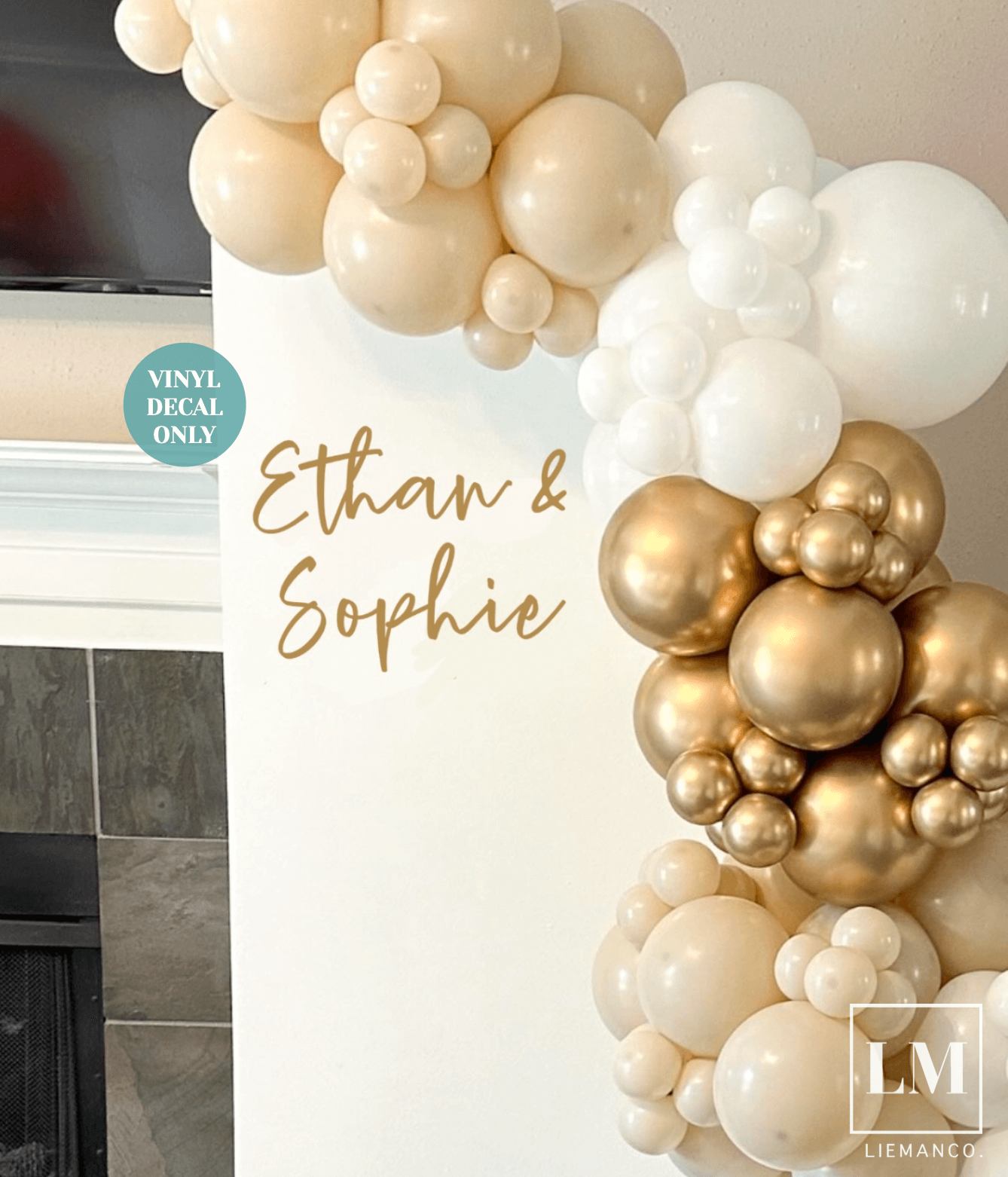 Custom Engagement Party Wall Decal - Bride and Groom Decal