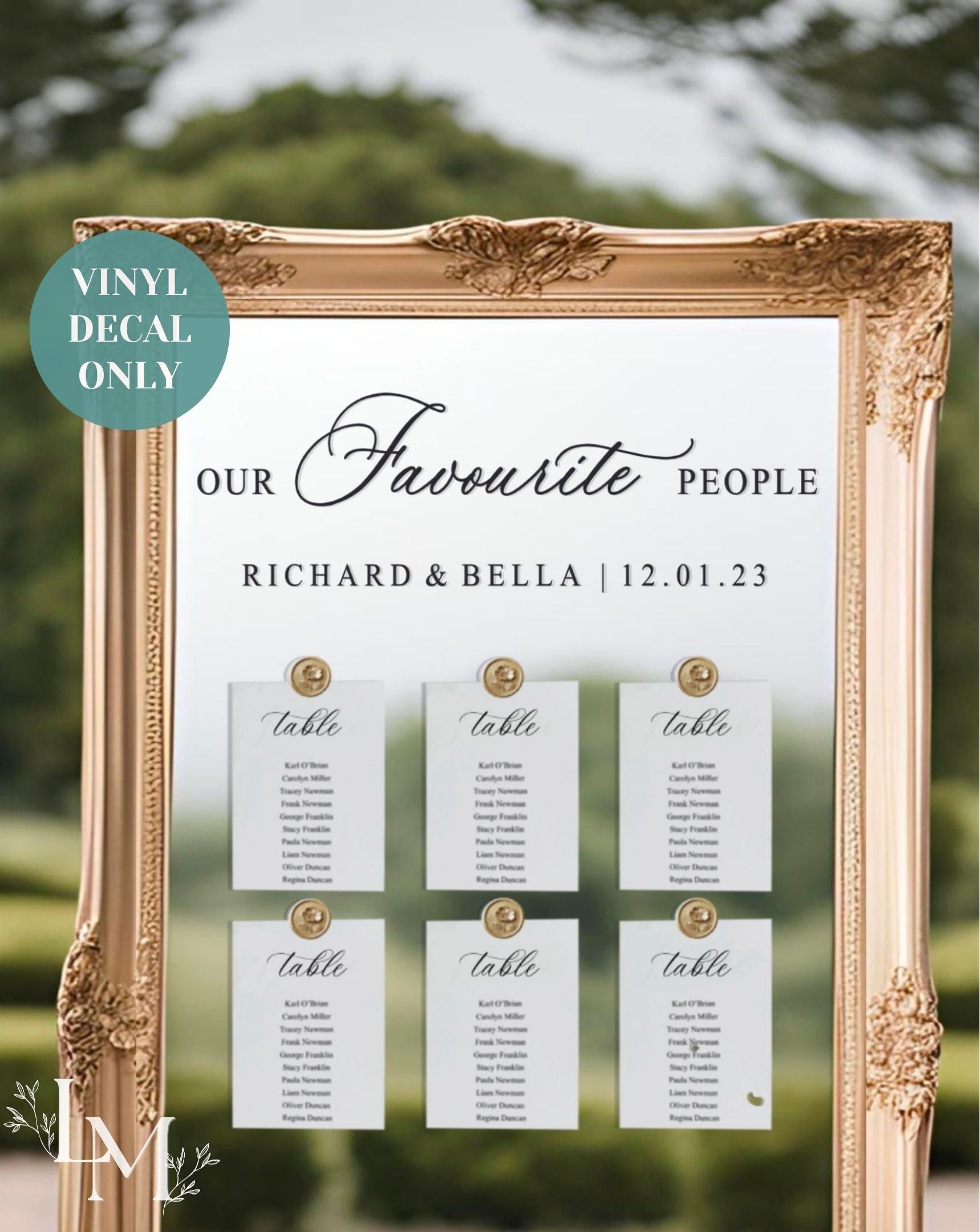 Our Favourite People Wedding Mirror Decal