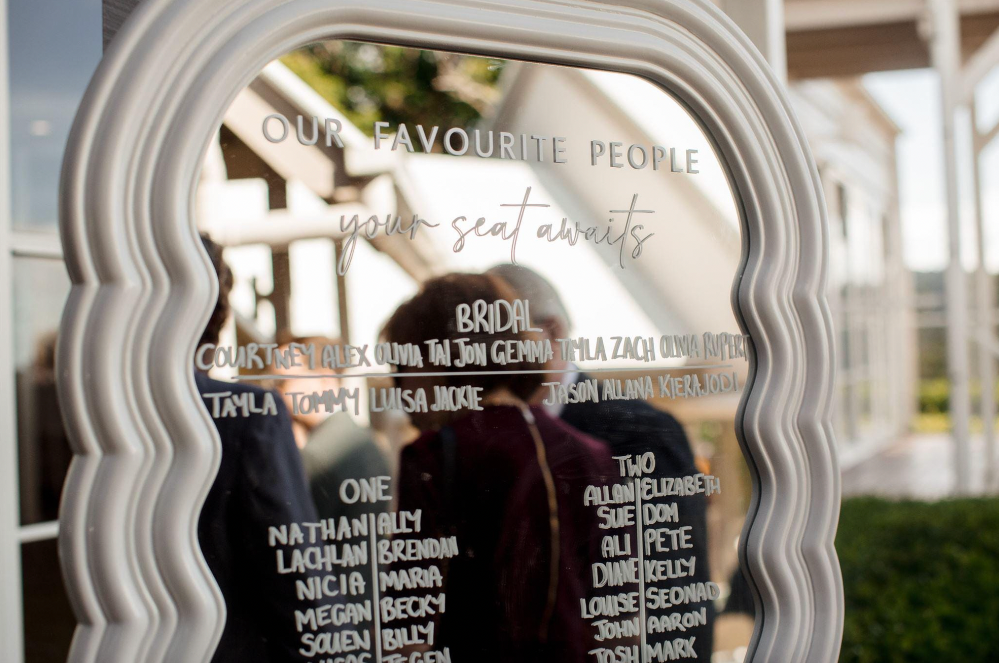 Elegant Seating Chart Vinyl Lettering - Our Favourite People Mirror