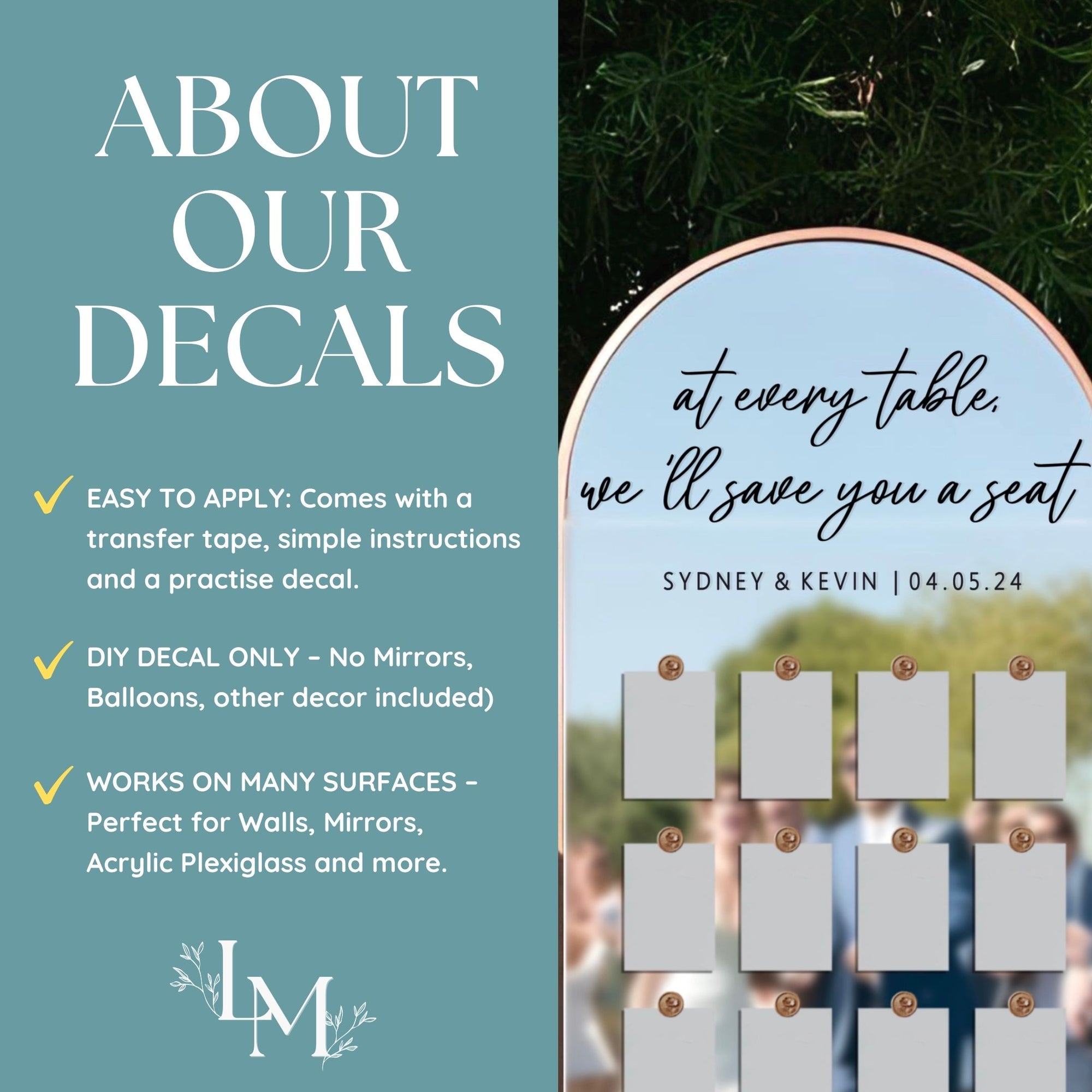 At every table Vinyl for Wedding Seating Chart