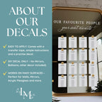 Elegant Seating Chart Vinyl Lettering - Our Favourite People Mirror